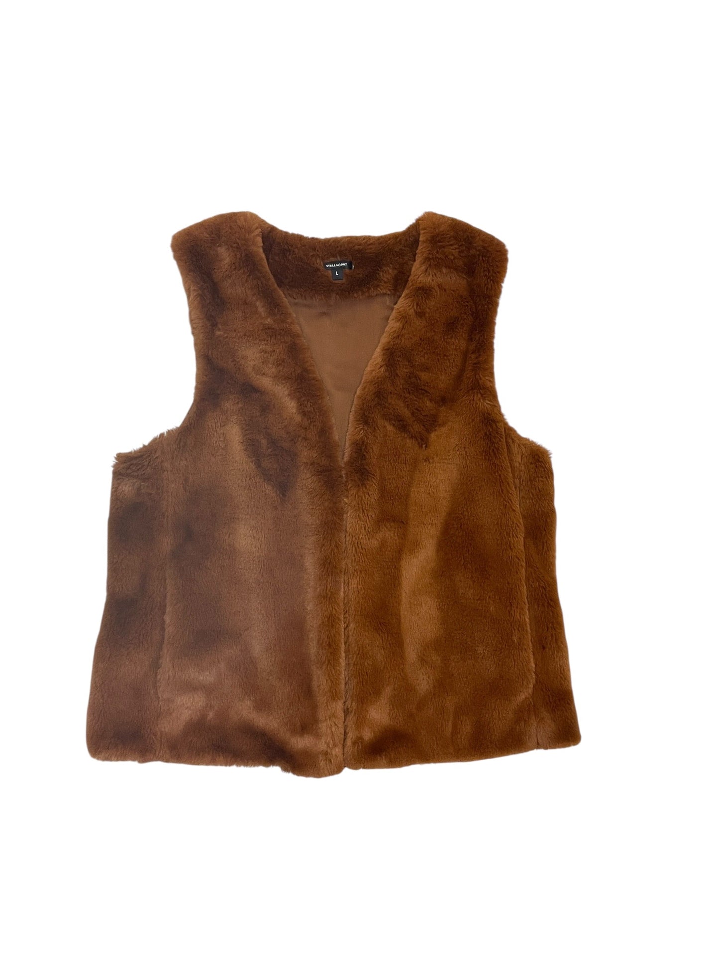 Vest Faux Fur & Sherpa By Stella And Dot In Brown, Size:L