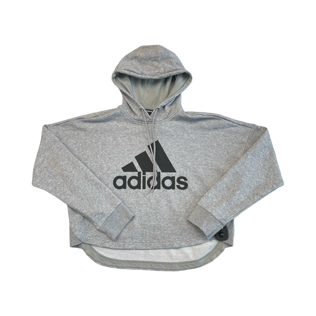 Athletic Sweatshirt Hoodie By Adidas In Grey, Size:M