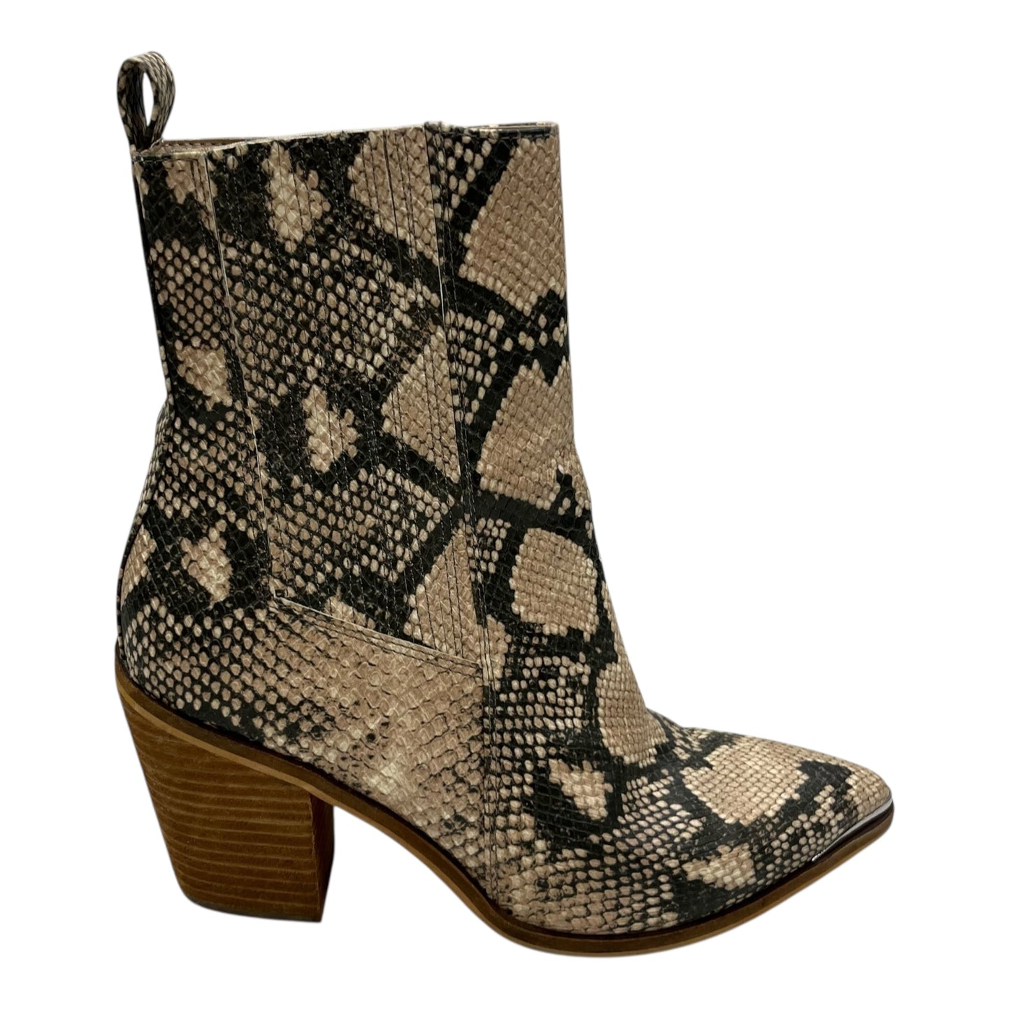 Boots Ankle Heels By Steve Madden In Snakeskin Print, Size:7.5