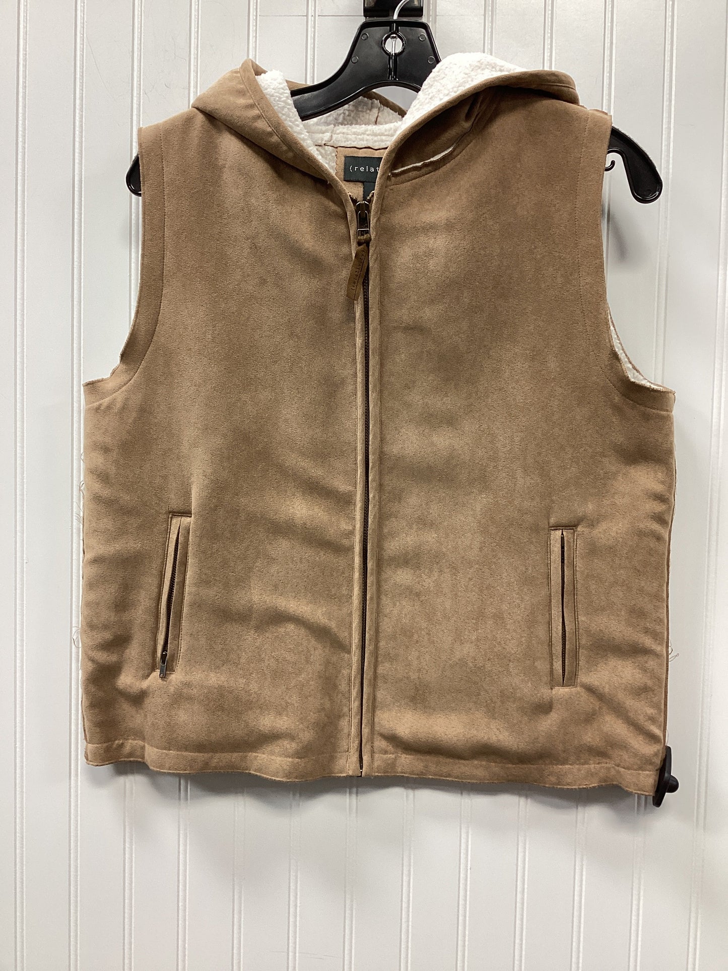 Vest Faux Fur & Sherpa By Relativity In Tan, Size:S