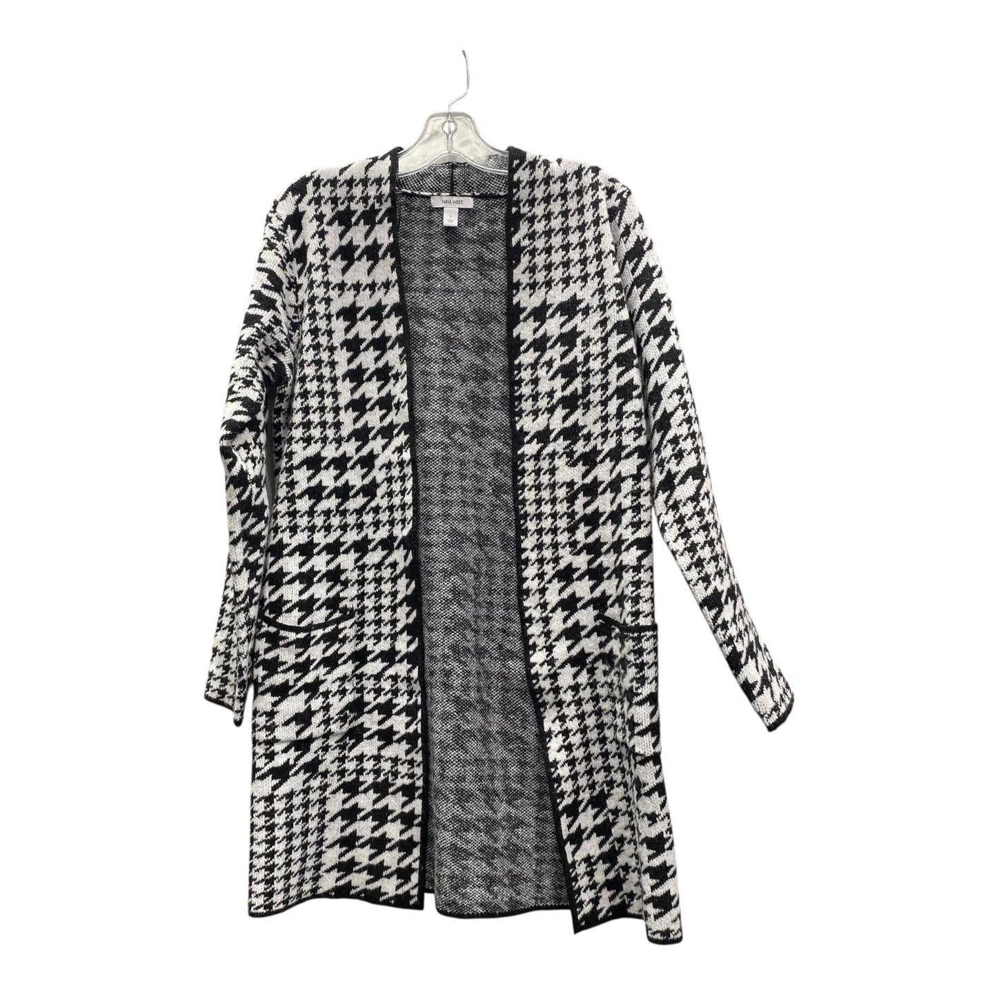 Sweater Cardigan By Nine West In Black & White, Size:S
