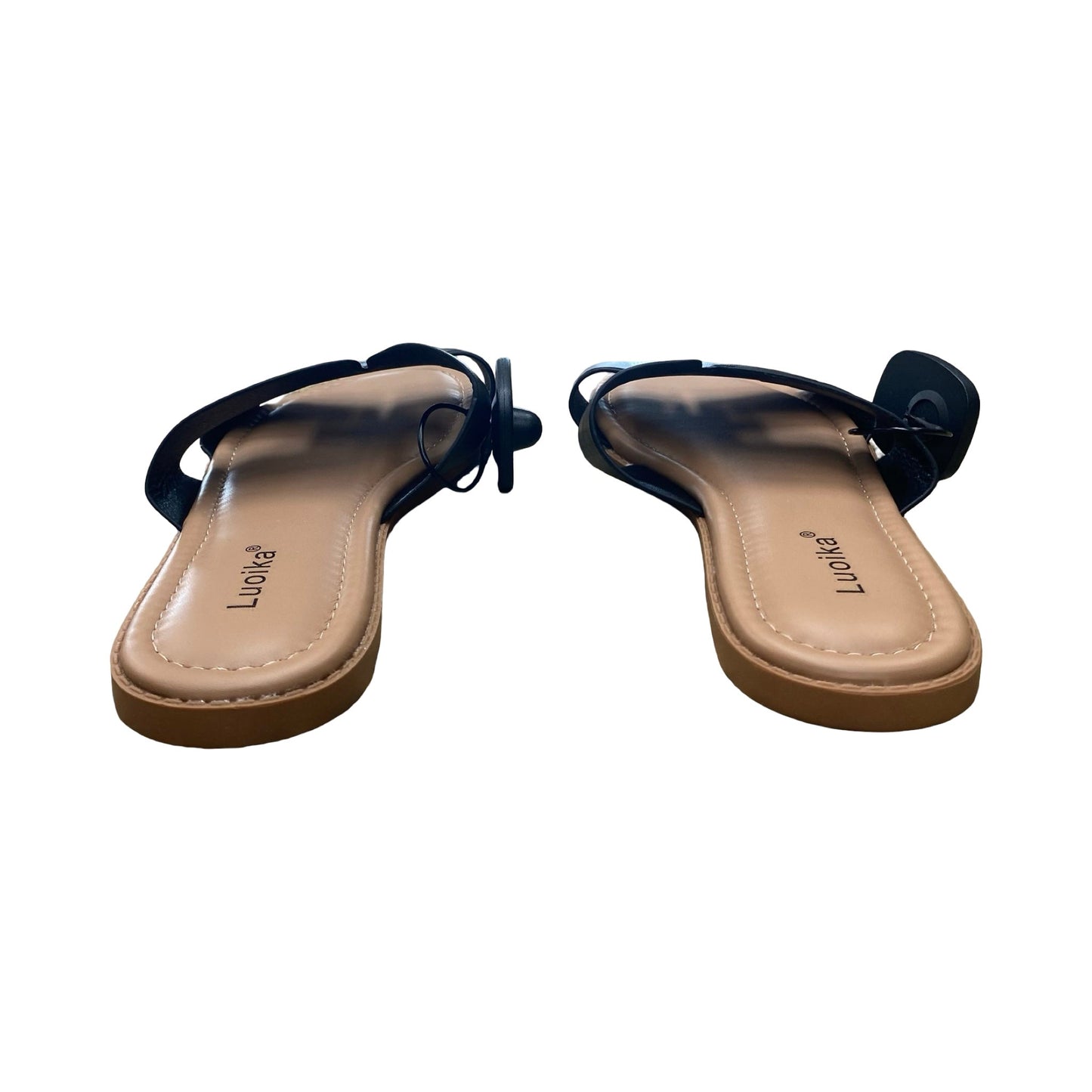 Sandals Flats By Luoika In Black & Brown, Size:8