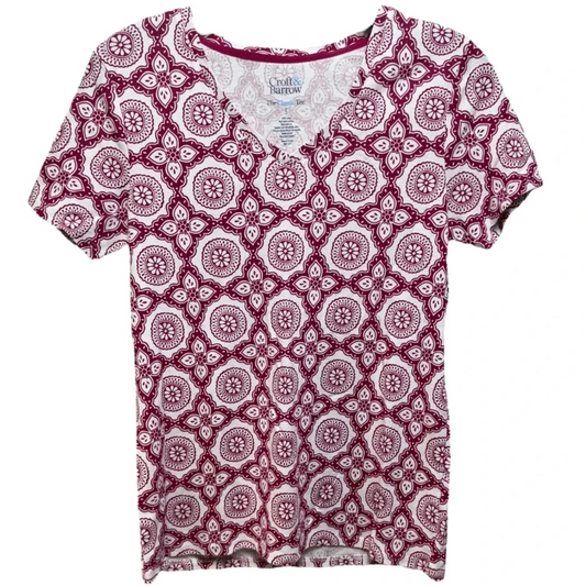Top Short Sleeve By Croft And Barrow In Red & White, Size: S