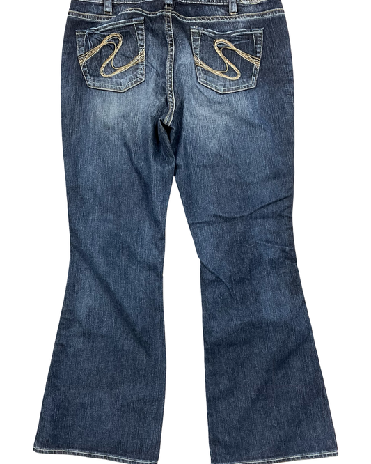 Jeans Boot Cut By Silver In Blue Denim, Size:18