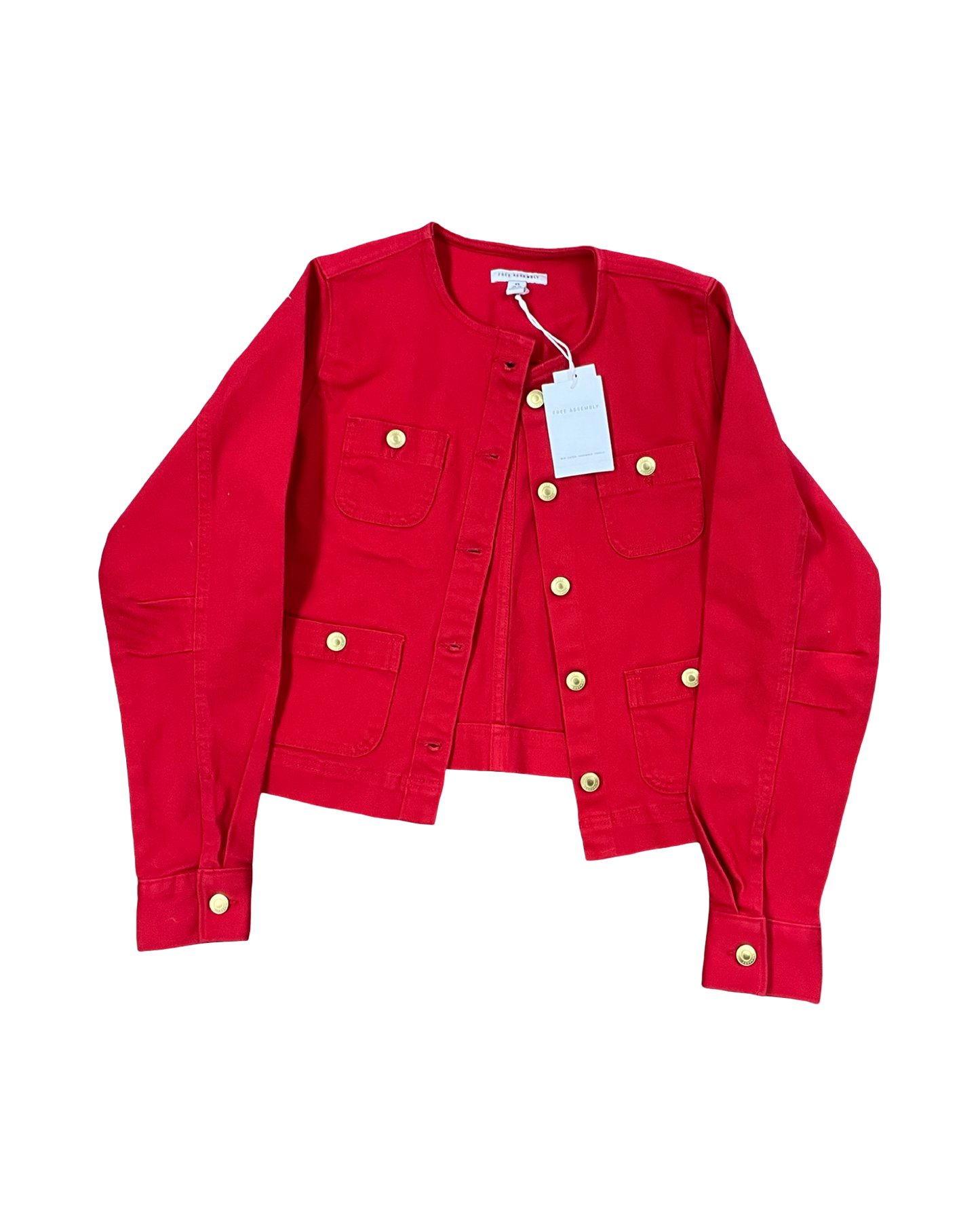 Jacket Denim By Free Assembly In Red Denim, Size:Xs