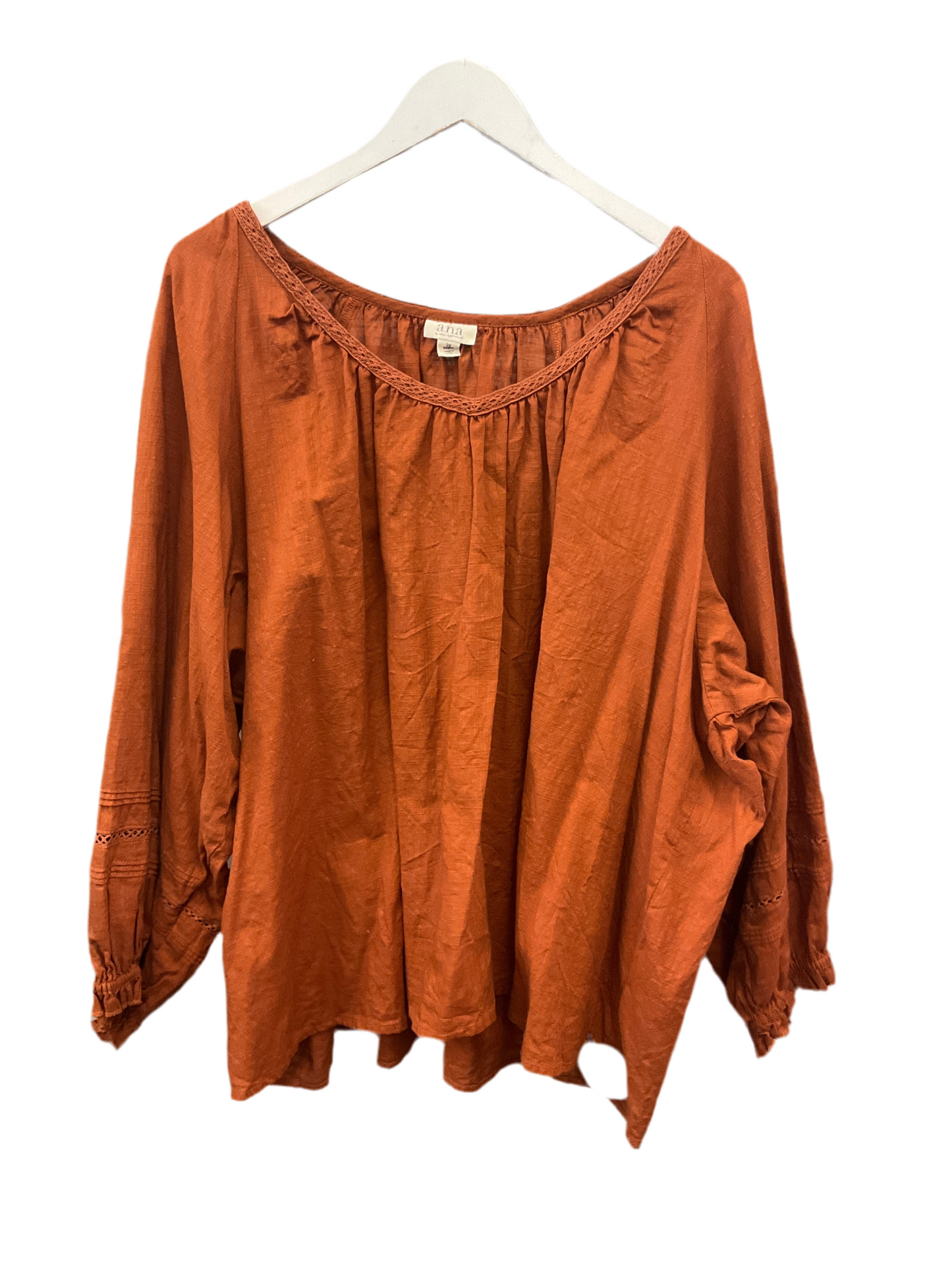 Top 3/4 Sleeve By Ana In Brown, Size:3X