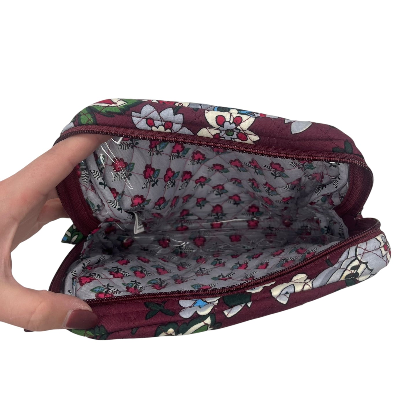 Makeup Bag By Vera Bradley In Green & Red, Size:Medium