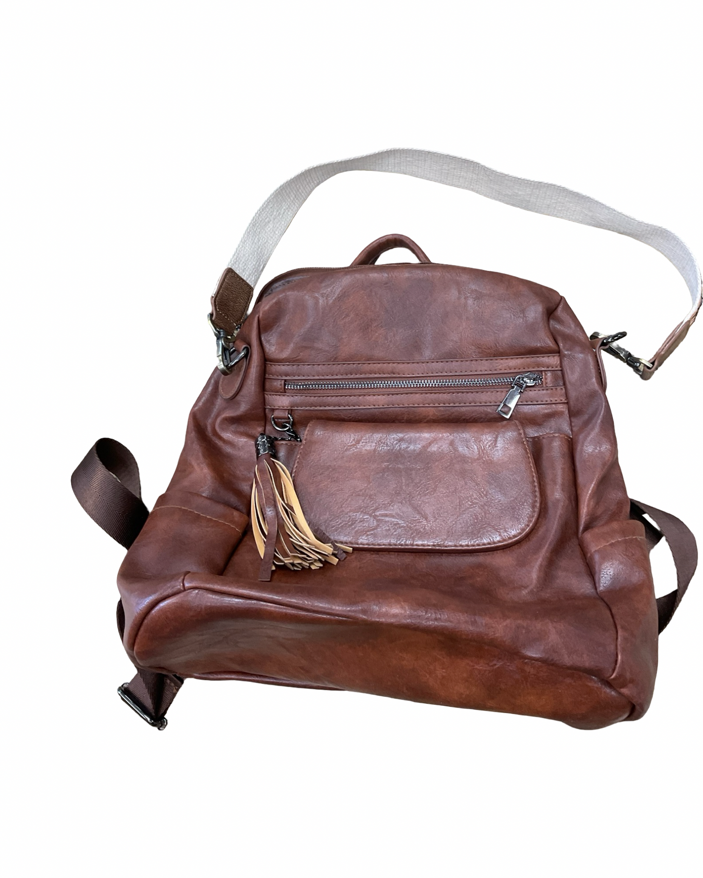 Backpack Leather By Clothes Mentor In Brown, Size:Large