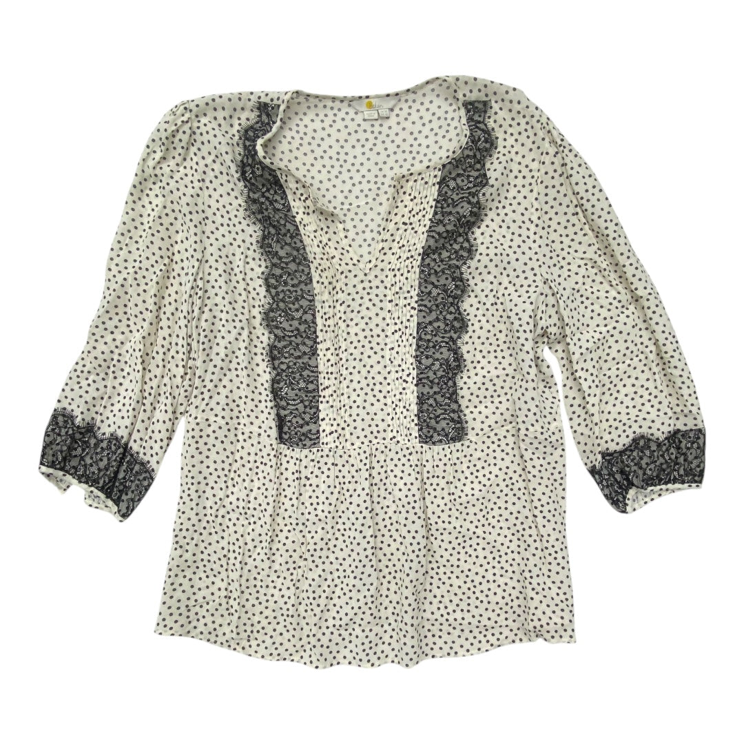 Top 3/4 Sleeve By Boden In Black & Cream, Size:L