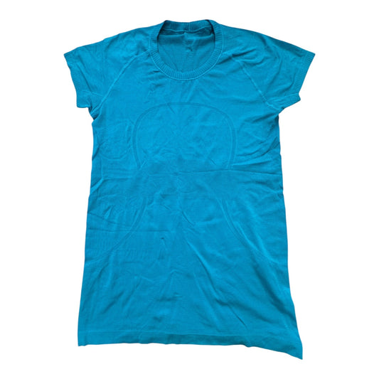 Athletic Top Ss Designer By Lululemon In Blue, Size:10