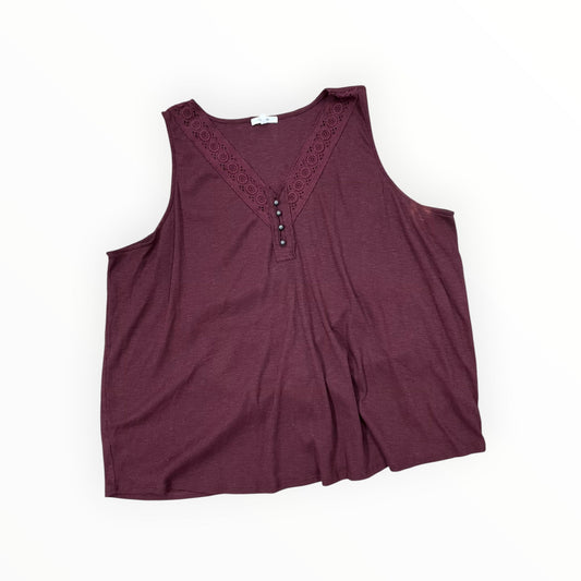 Top Sleeveless By Maurices In Maroon, Size:3X