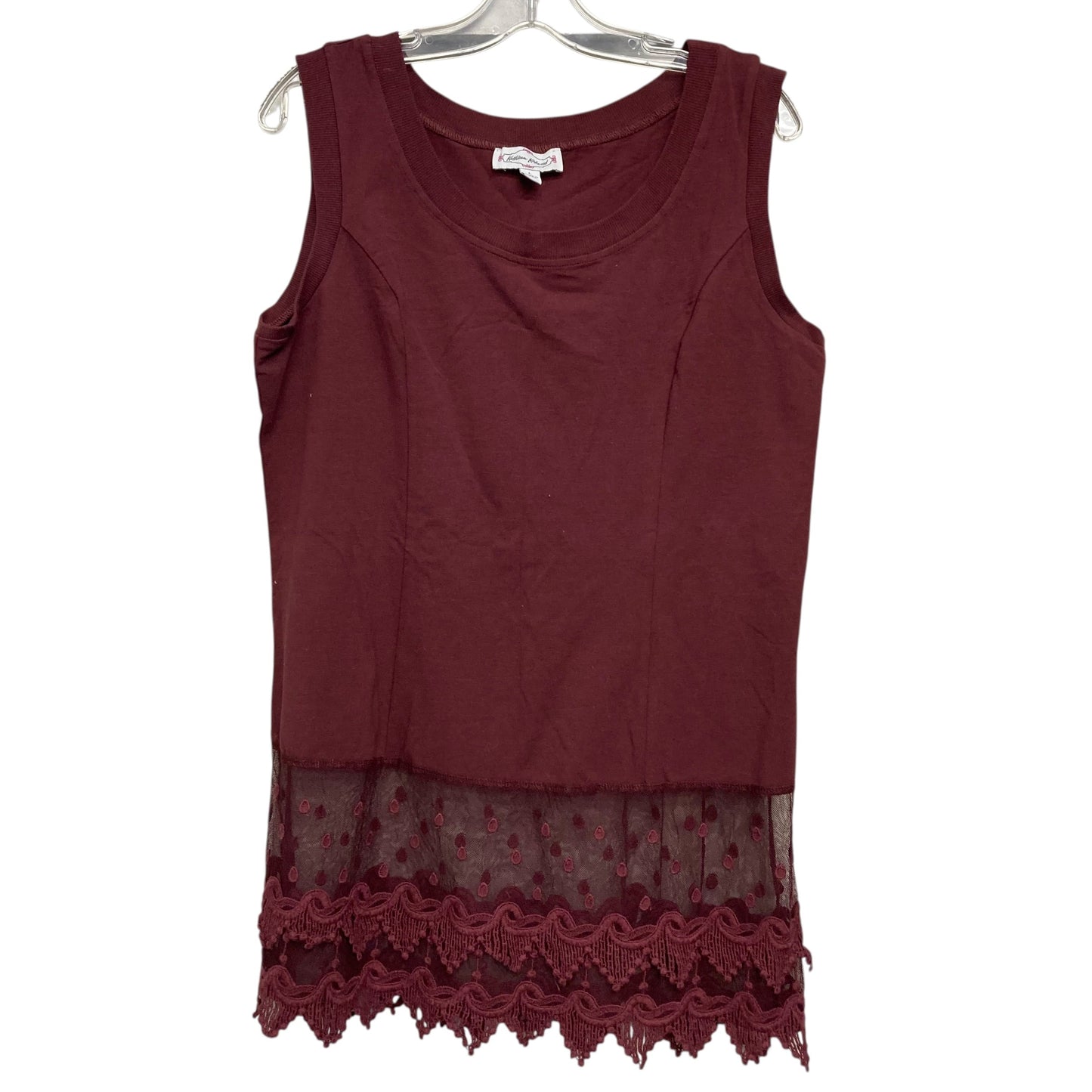 Top Sleeveless By Kathleen Kirkwood In Maroon, Size:L
