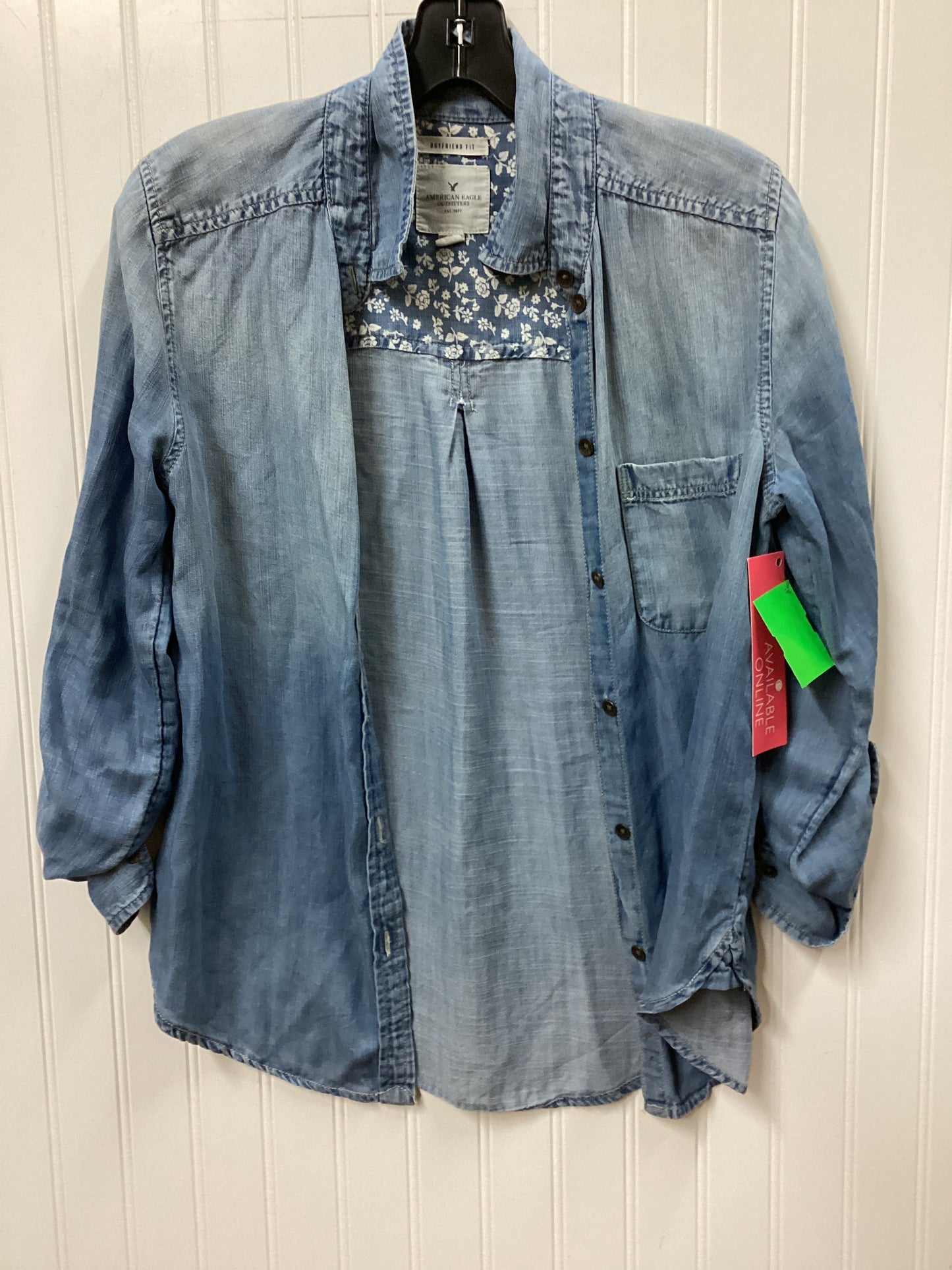 Blouse Ls By American Eagle In Blue, Size:Xs