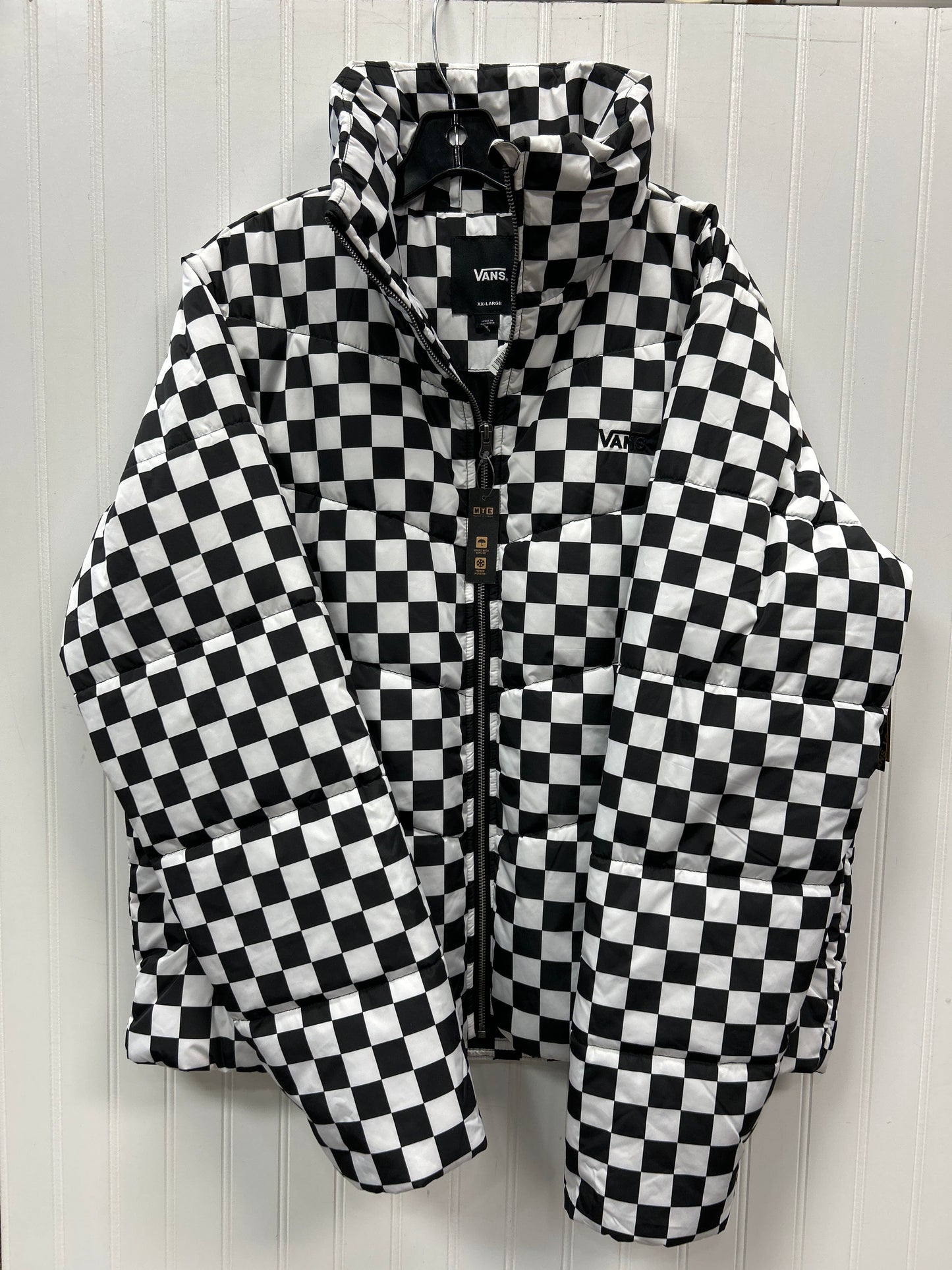 Coat Puffer & Quilted By Vans In Black & White, Size:1X