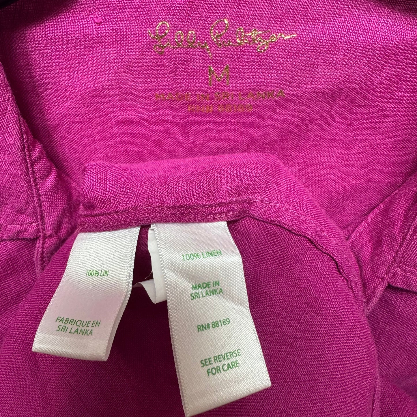 Linen Top Long Sleeve Designer By Lilly Pulitzer In Pink, Size: M