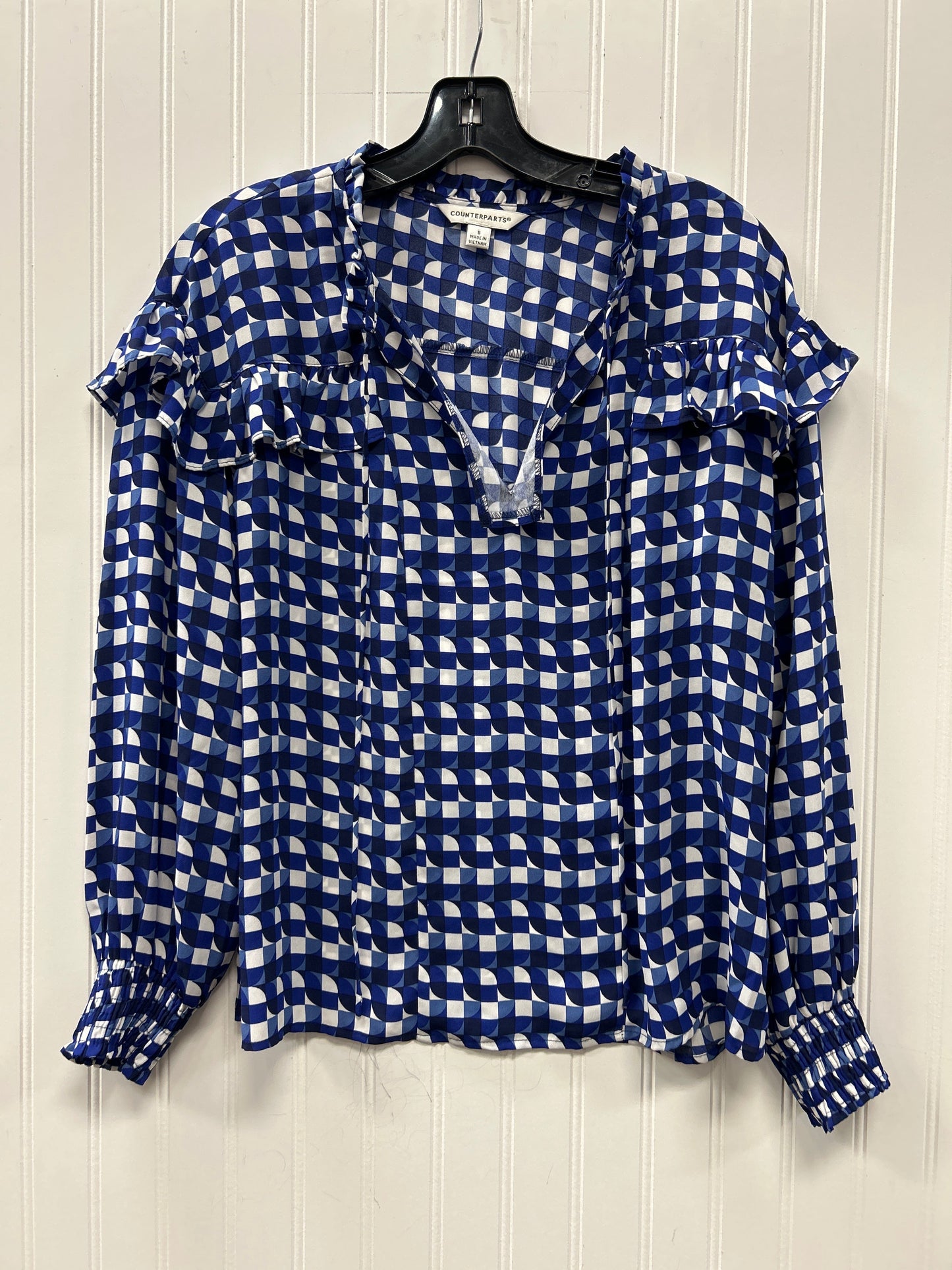 Blouse Ls By Counterparts In Blue, Size:S