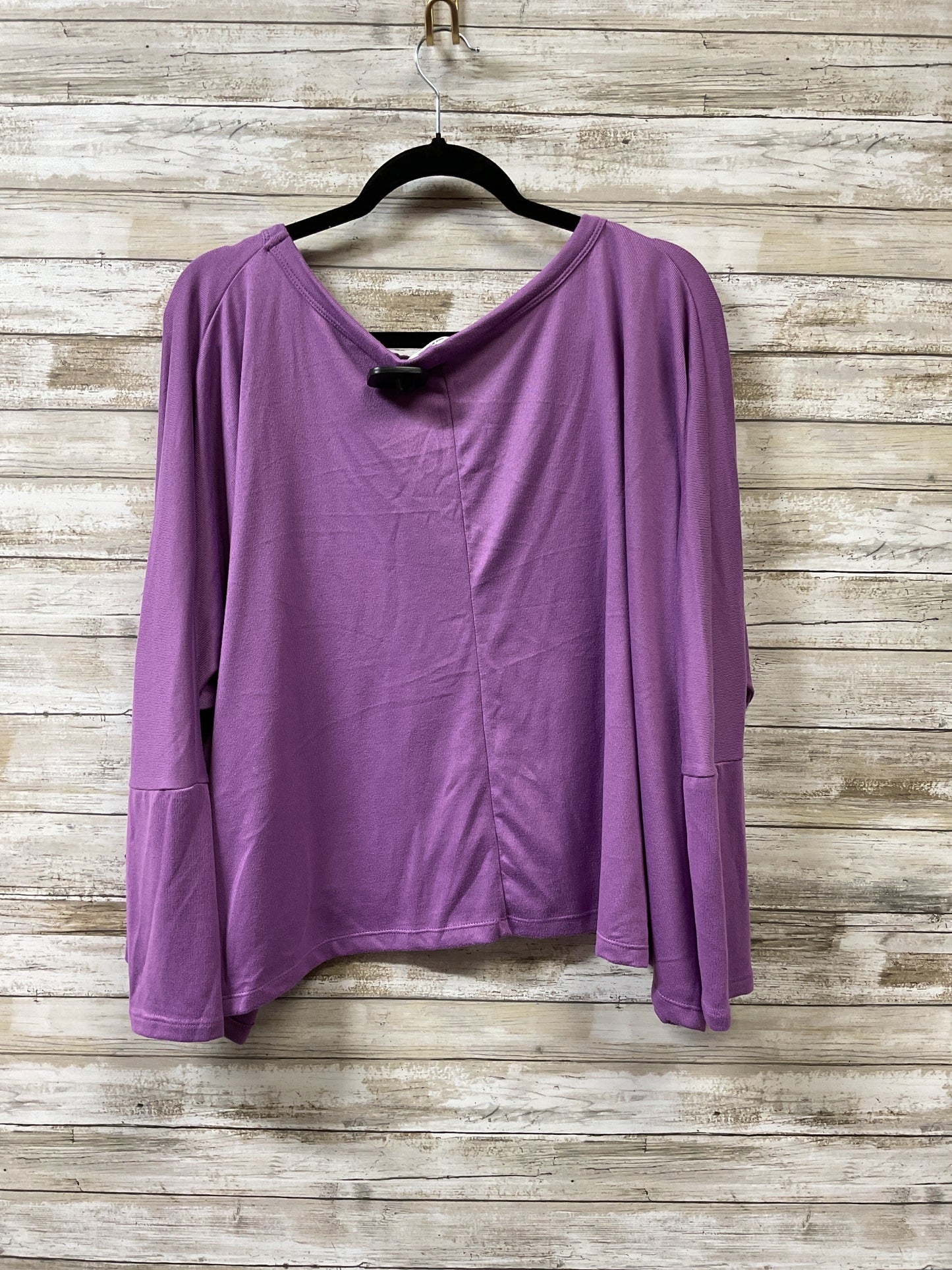 Top long sleeve By Zenana Outfitters In Purple, Size:L
