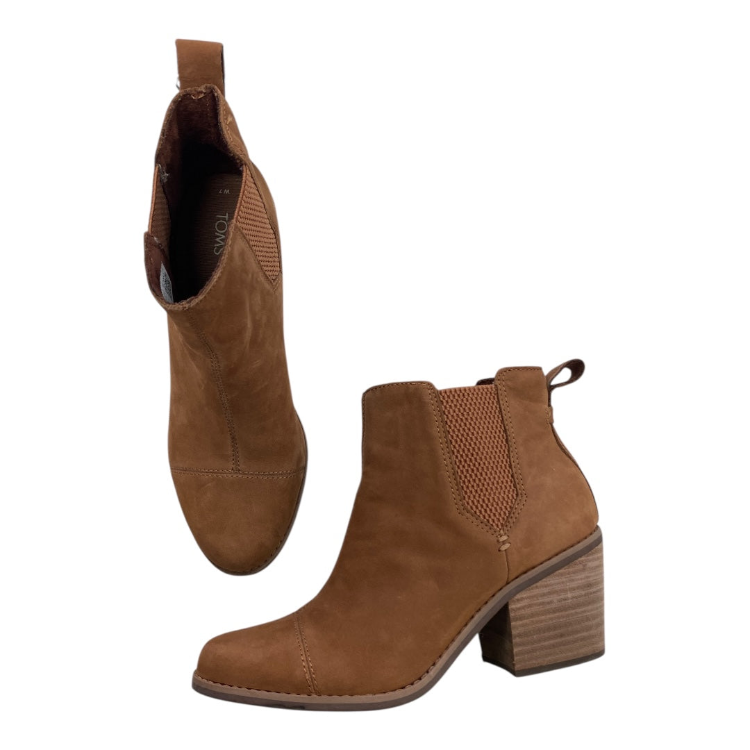Boots Ankle Heels By Toms In Brown, Size:7
