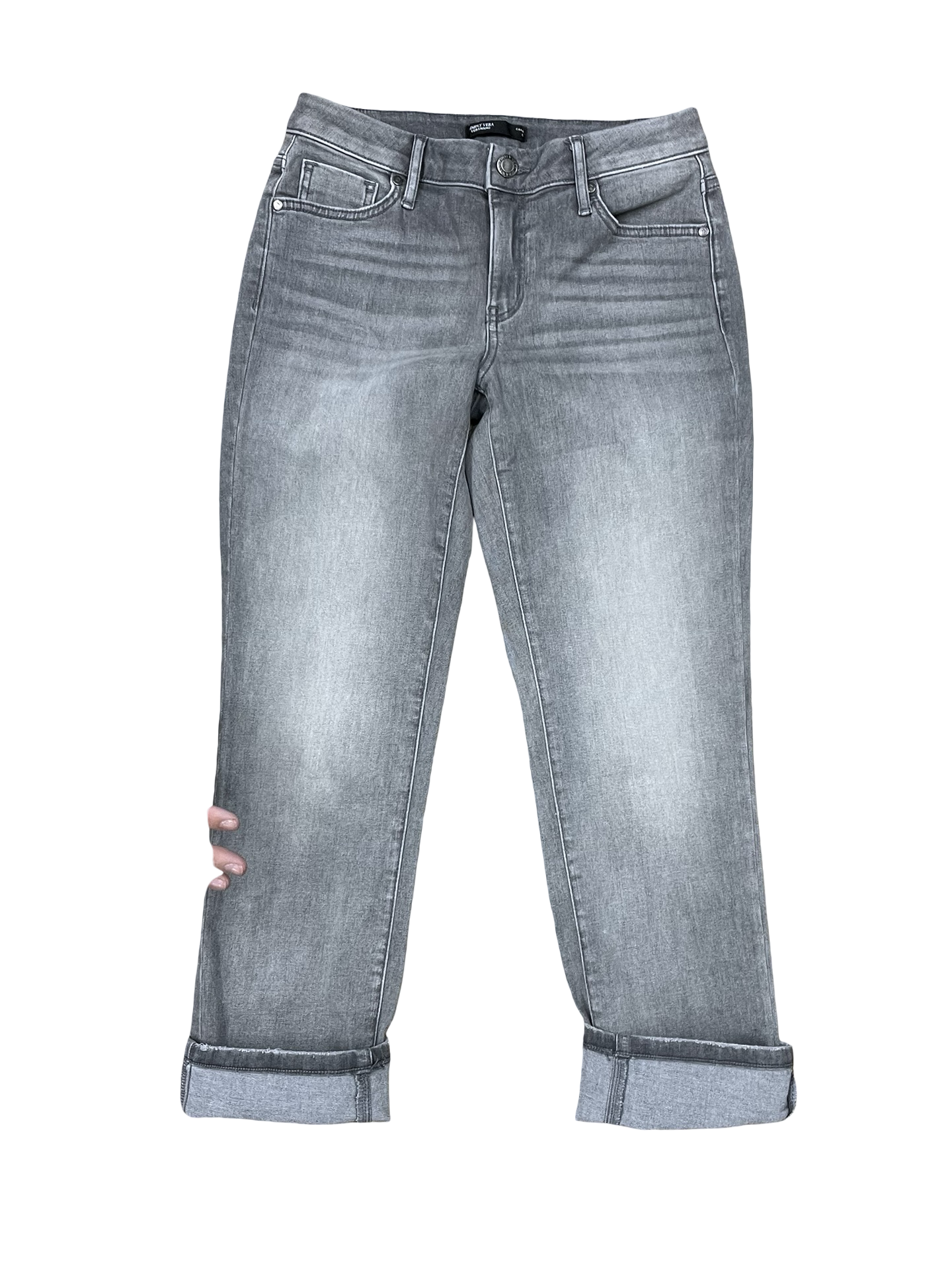 Jeans Cropped By Simply Vera In Grey Denim, Size:6
