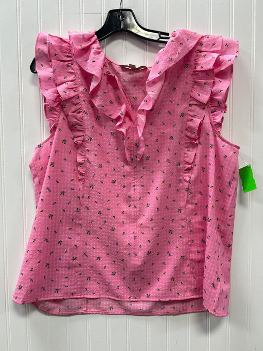 Blouse Sleevless By Loft In Pink, Size:Xl
