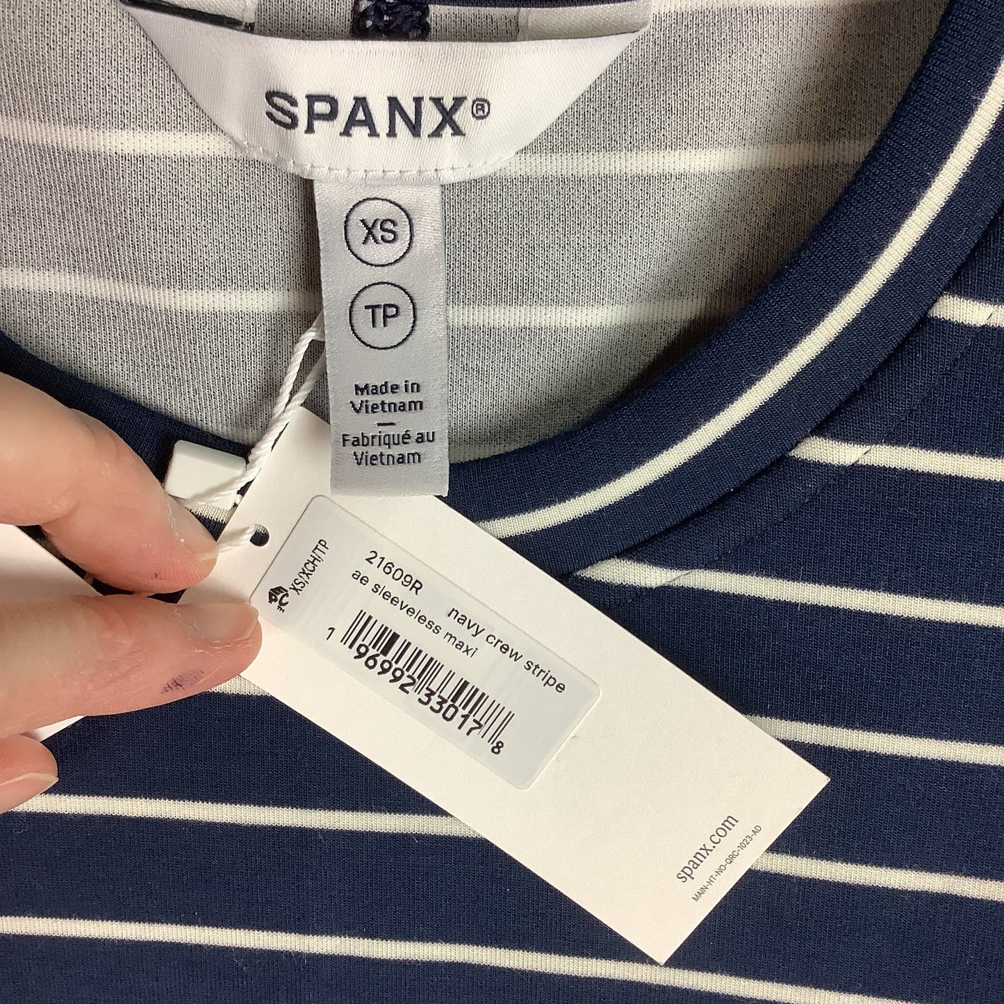 Dress Casual Maxi By Spanx In Blue & White, Size: Xs