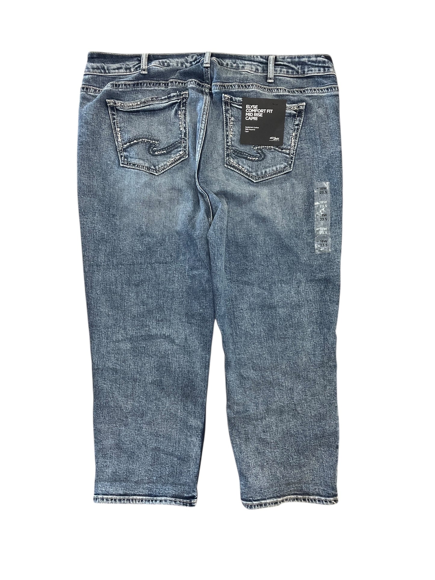 Jeans Cropped By Silver In Blue Denim, Size:18