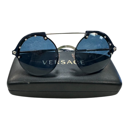 Sunglasses Luxury Designer By Versace In Blue, Size: