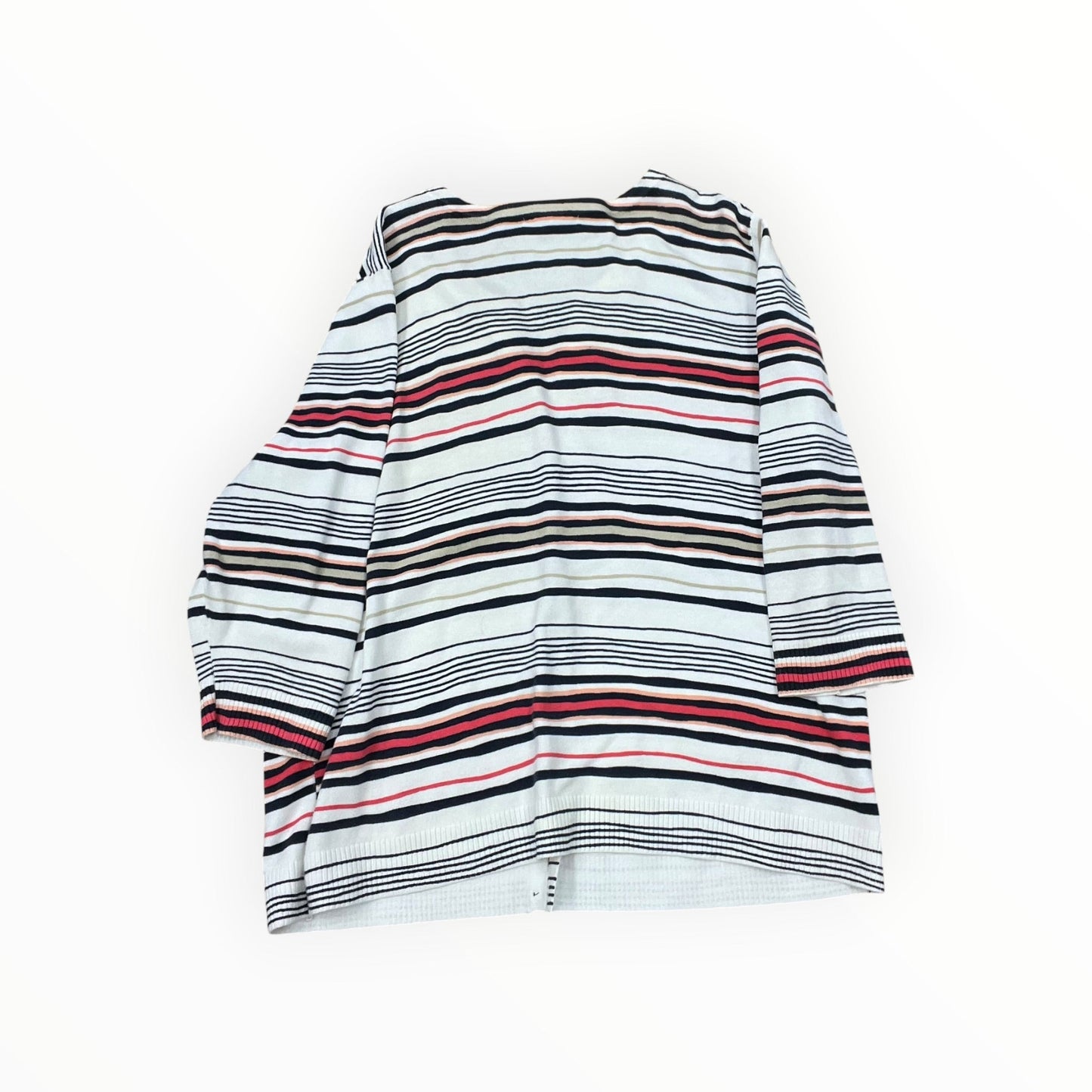 Cardigan By Cj Banks In Blue & Cream, Size:1X
