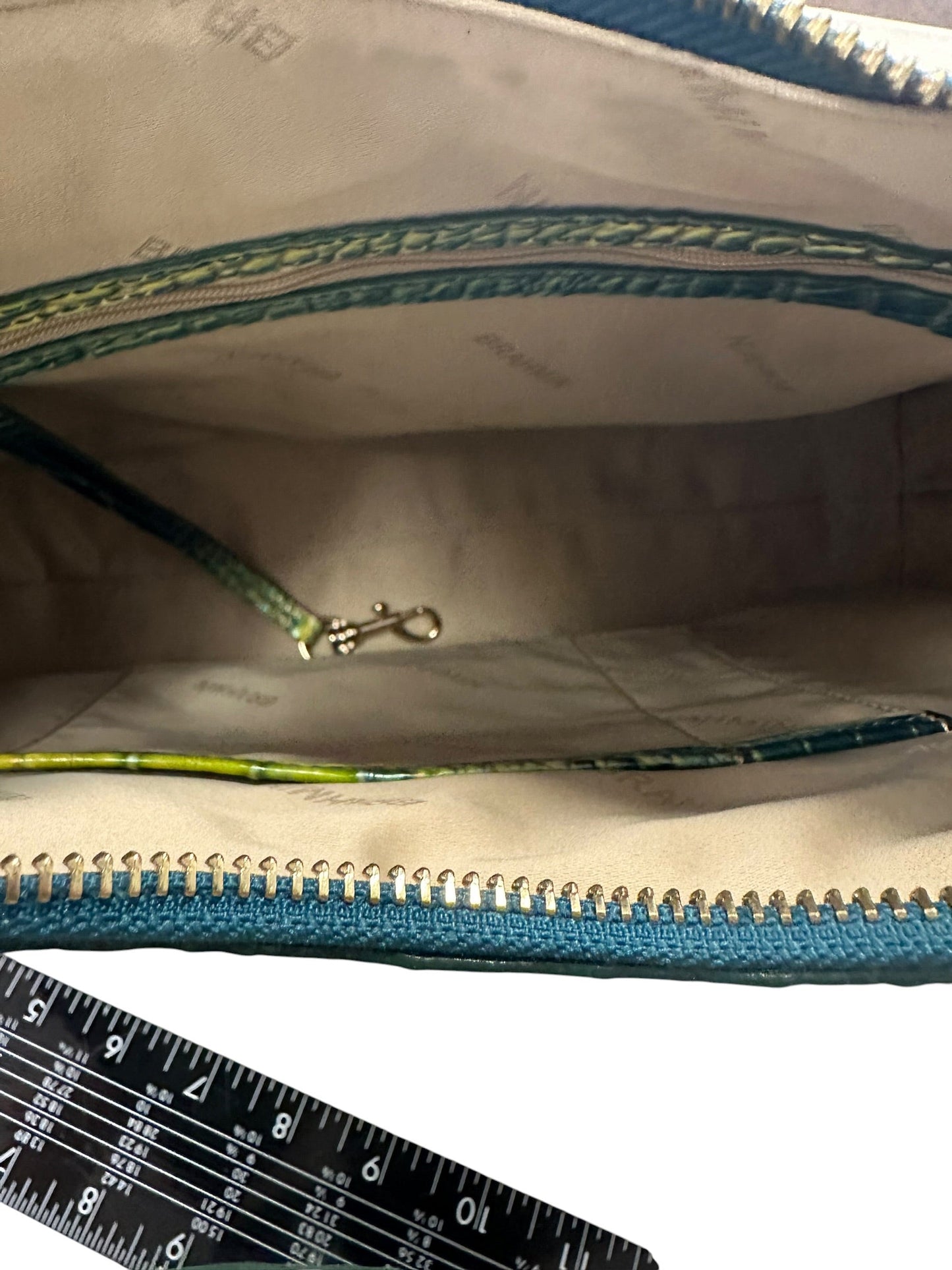 Handbag Designer By Brahmin In Green & Yellow, Size:Large