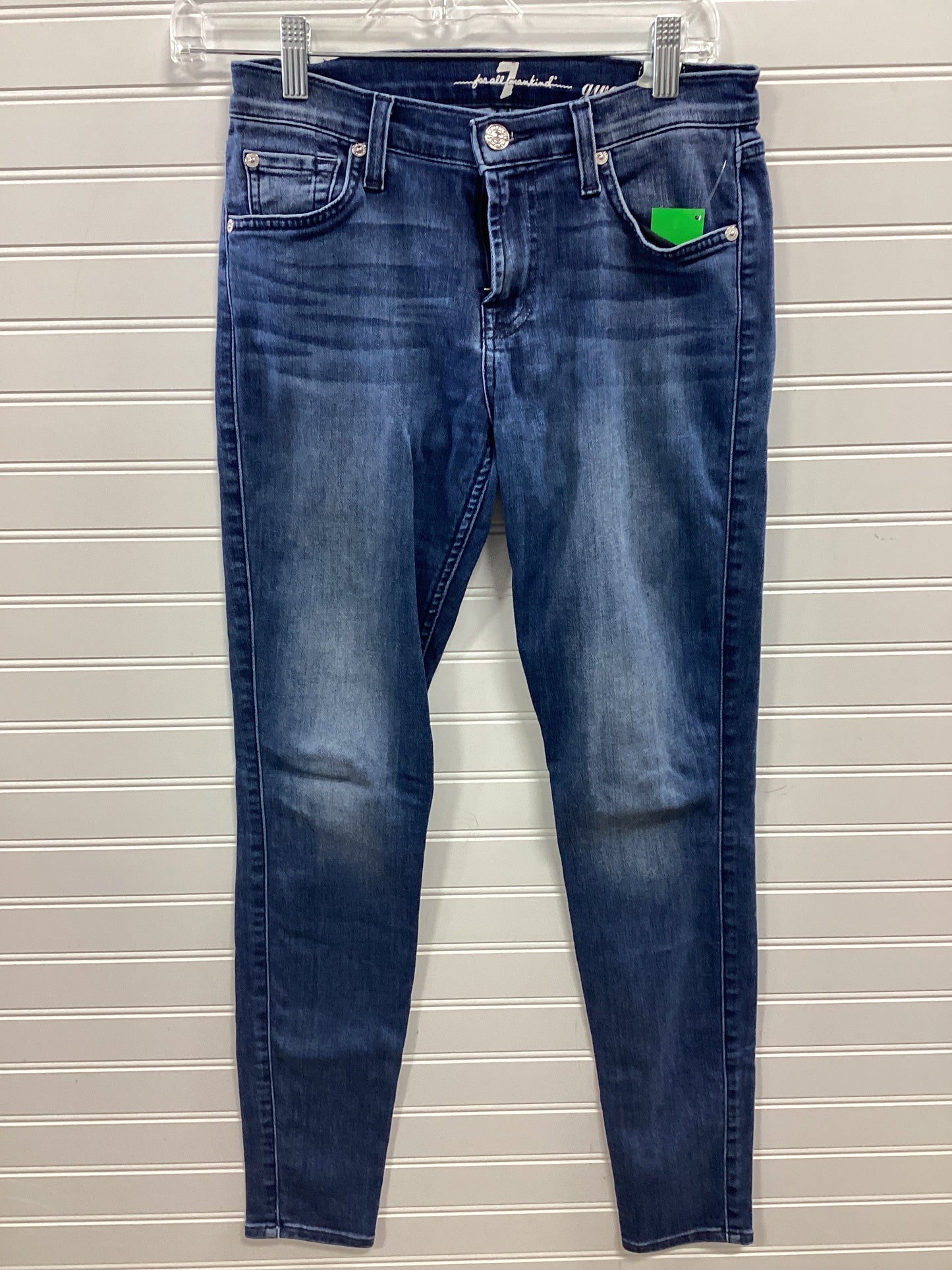 Jeans Skinny By 7 For All Mankind In Blue Denim, Size:4