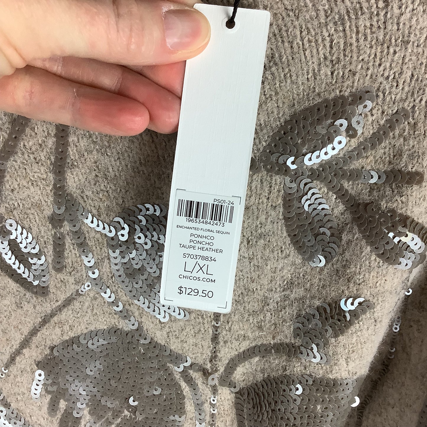 Poncho By Chicos In Taupe, Size: L/XL