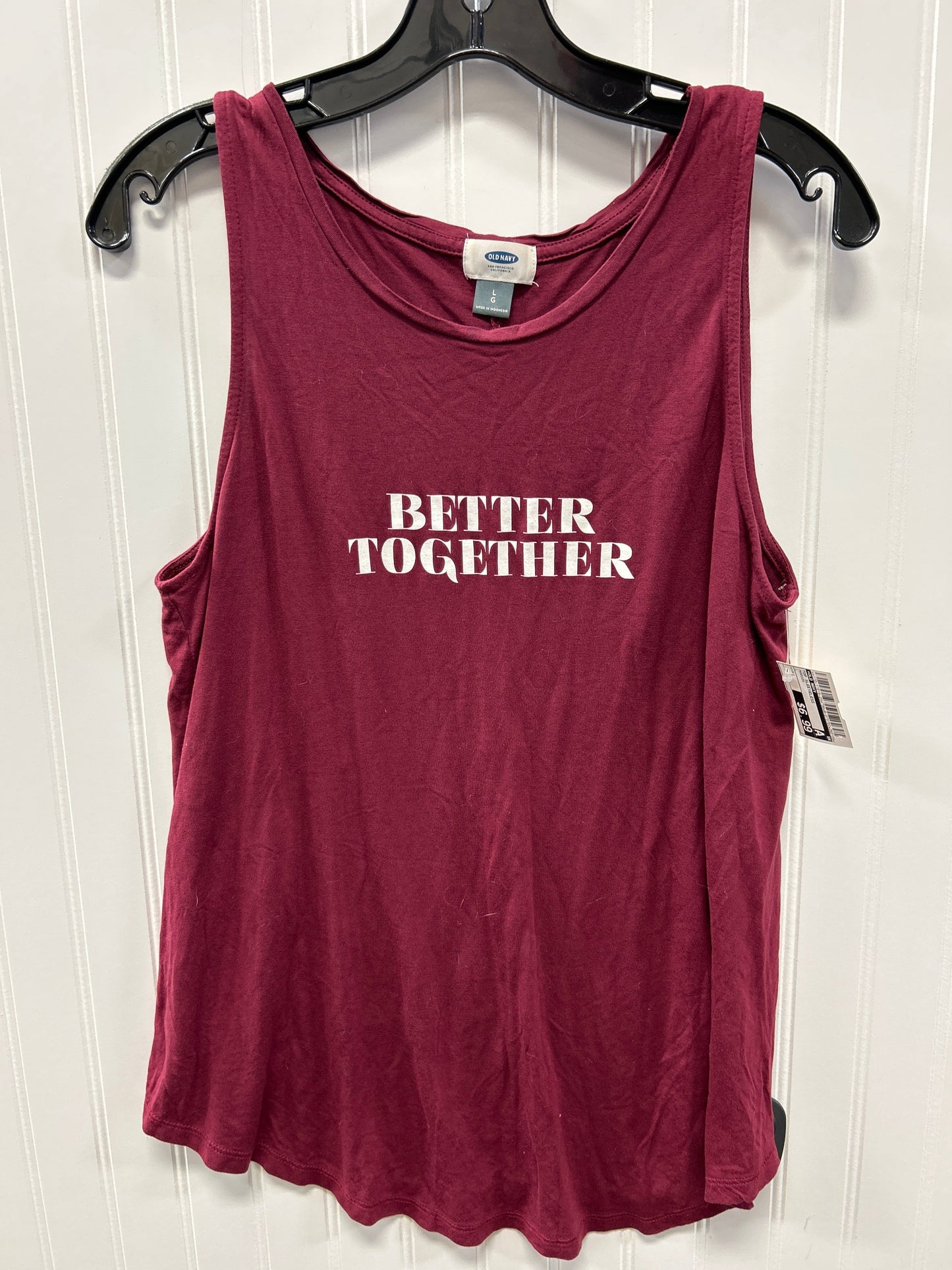 Top Sleeveless By Old Navy In Maroon, Size:L