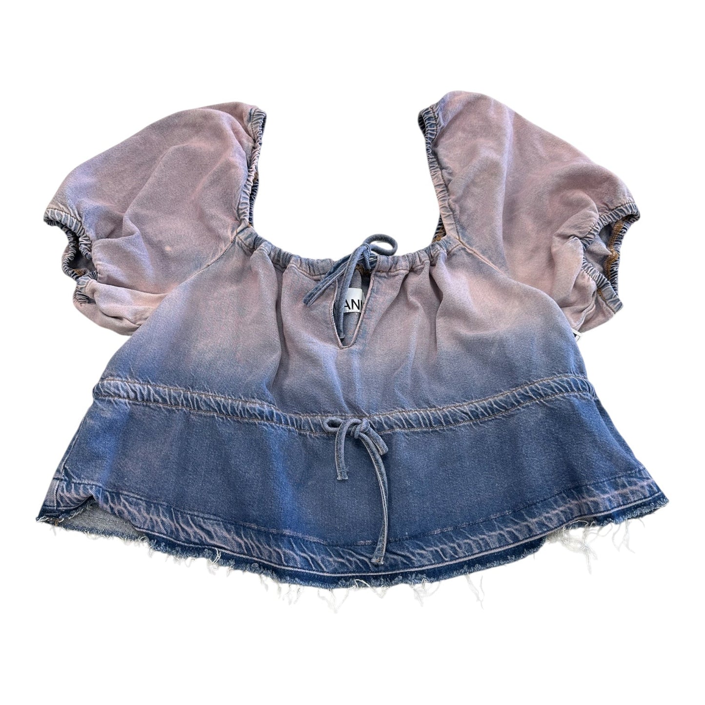 Top Ss By Ganni In Blue & Pink, Size:L