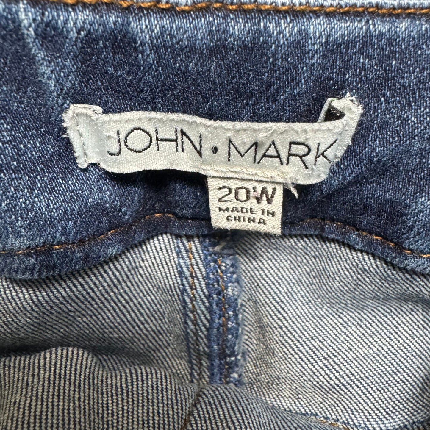 Elastic Waist Jeans Straight By John Mark In Blue Denim, Size: 1x/20W