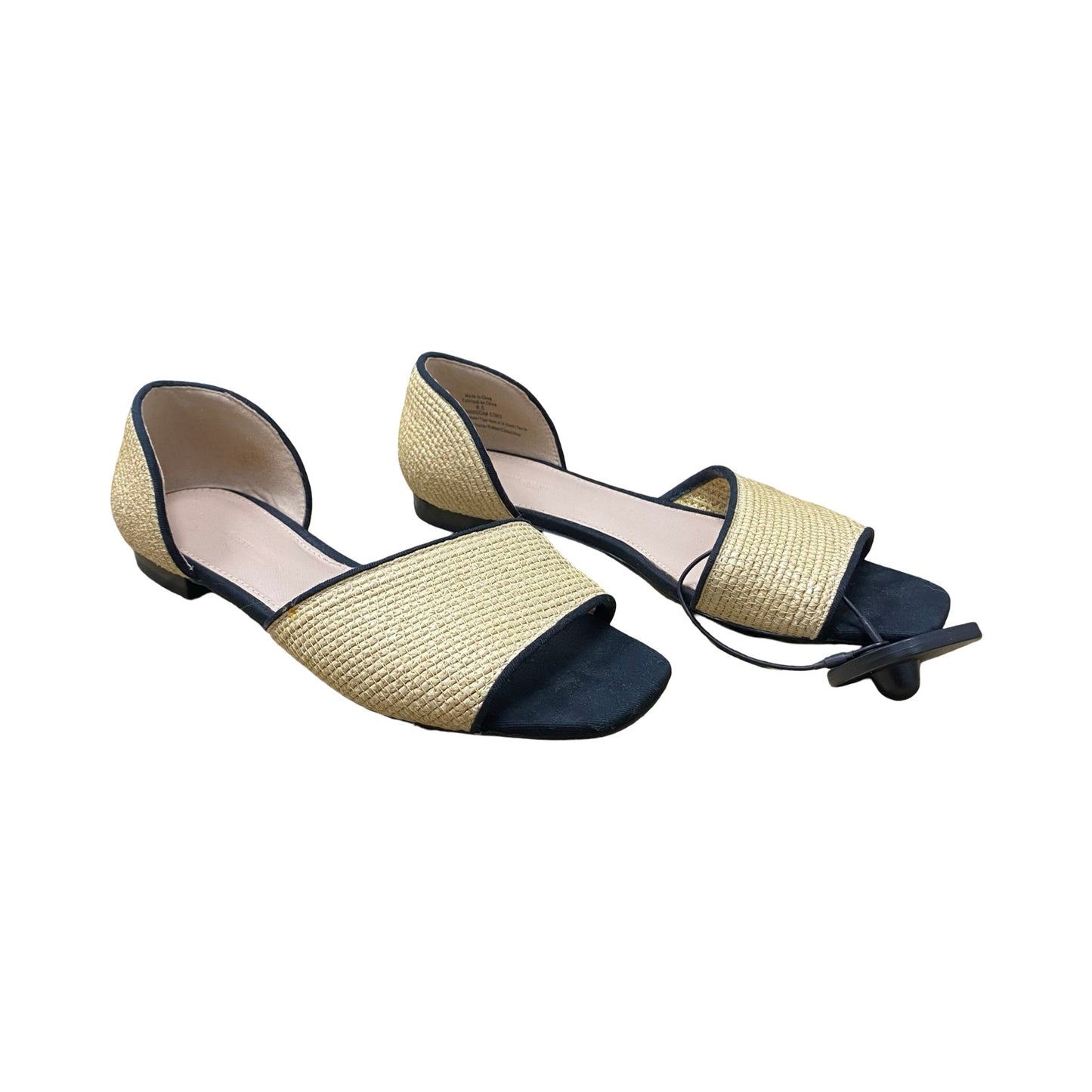 Sandals Flats By Something Navy In Tan, Size:6.5