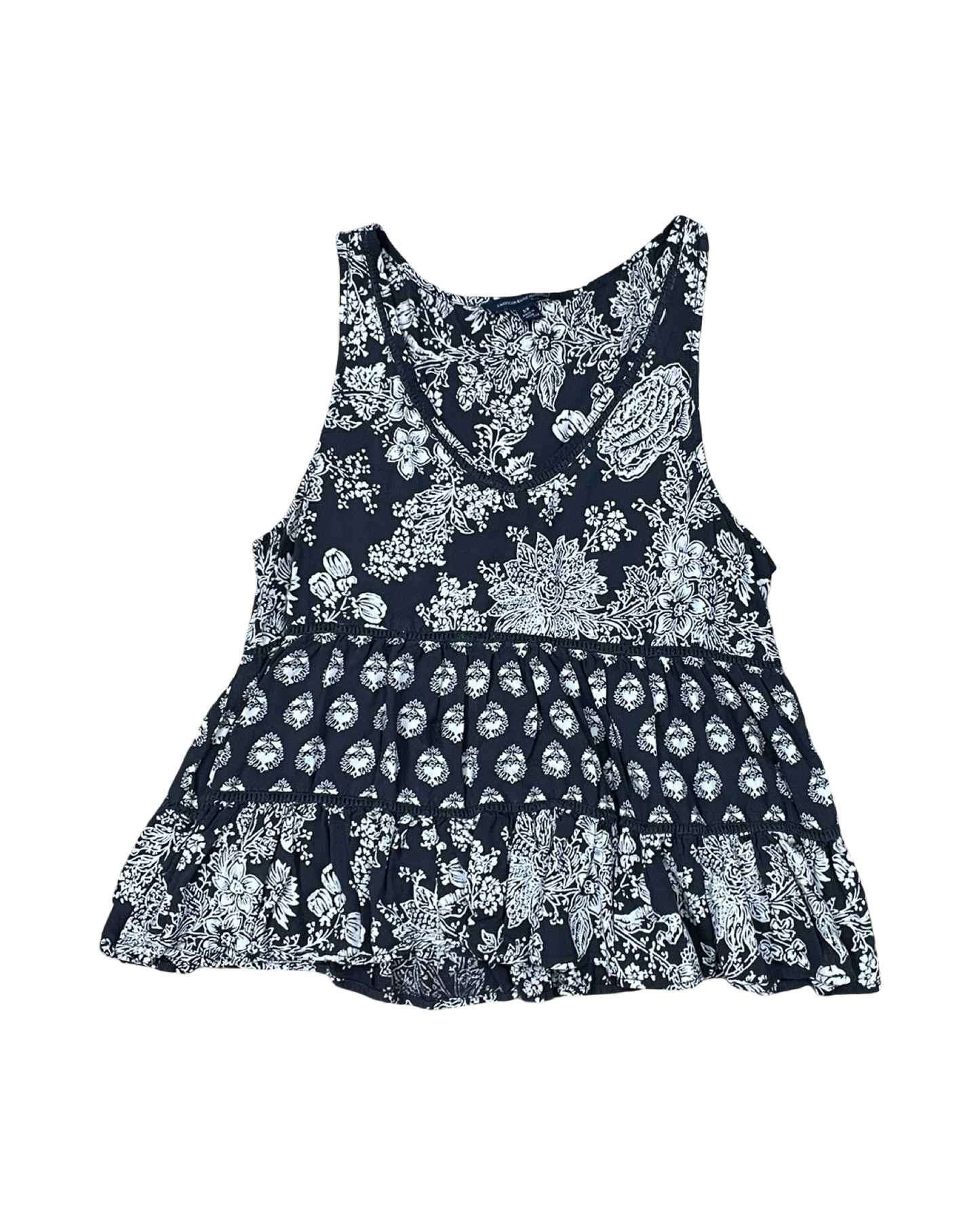Top Sleeveless By American Eagle In Grey & White, Size:Sp