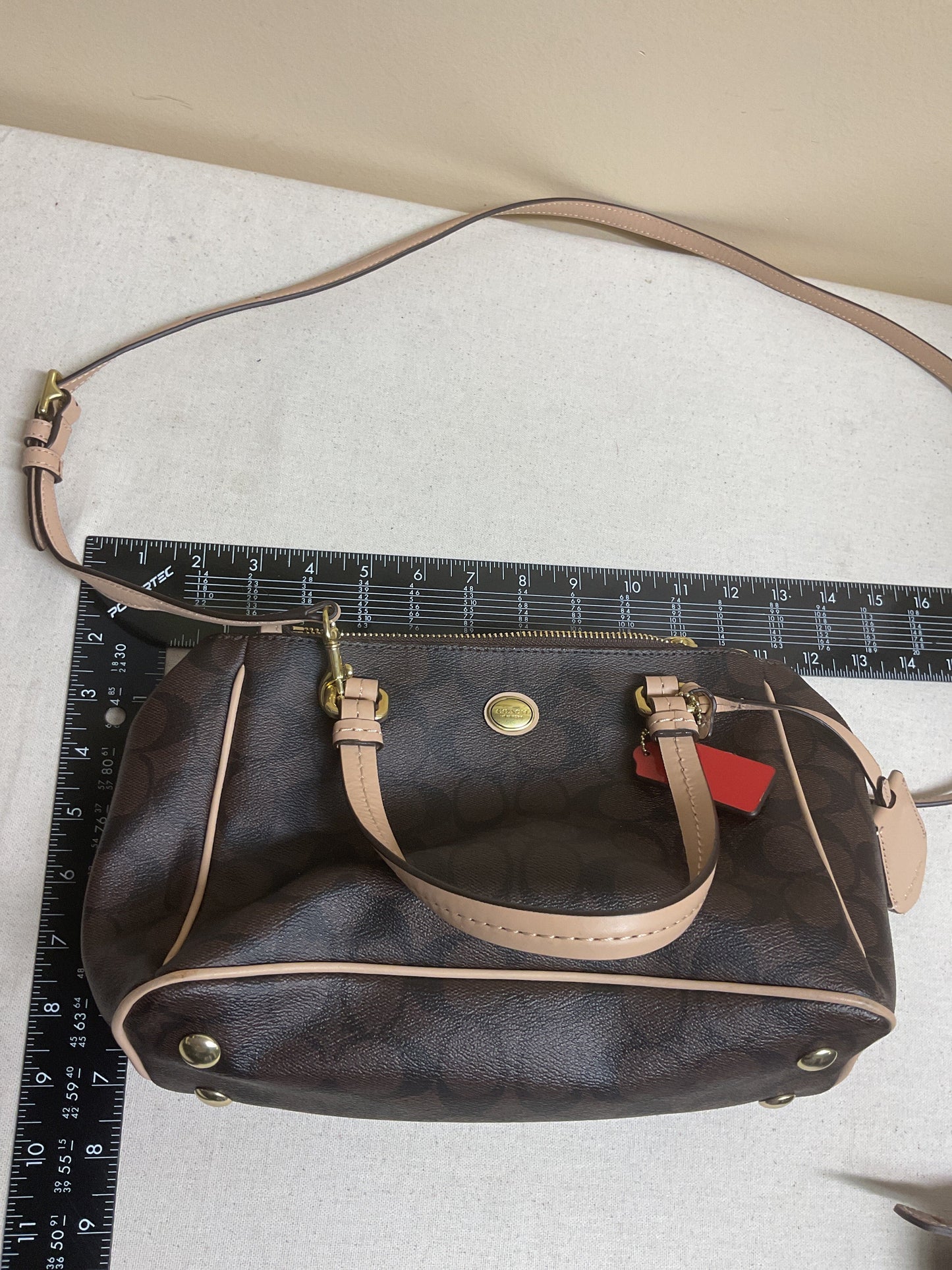 Handbag Designer By Coach In Brown, Size:Small