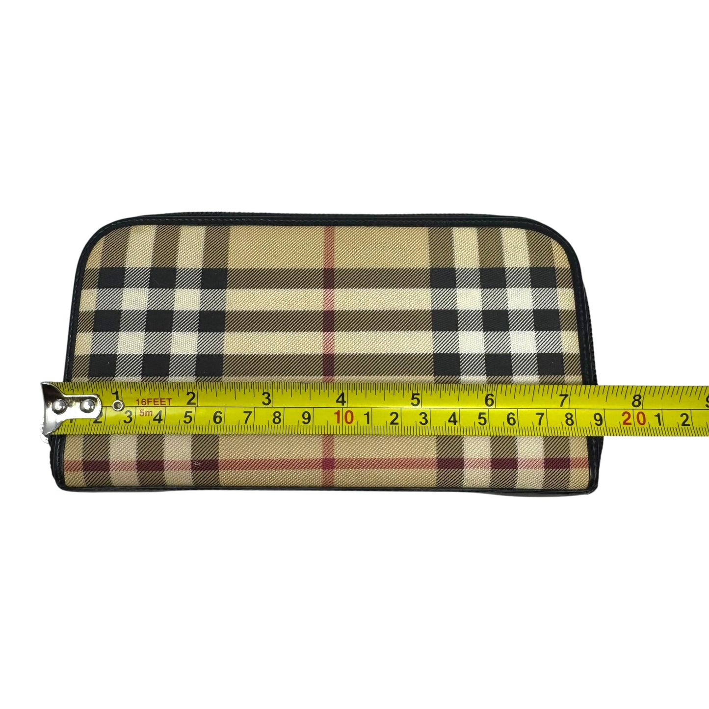Nova Check Zip Around Wallet Luxury Designer By Burberry, Size: Large