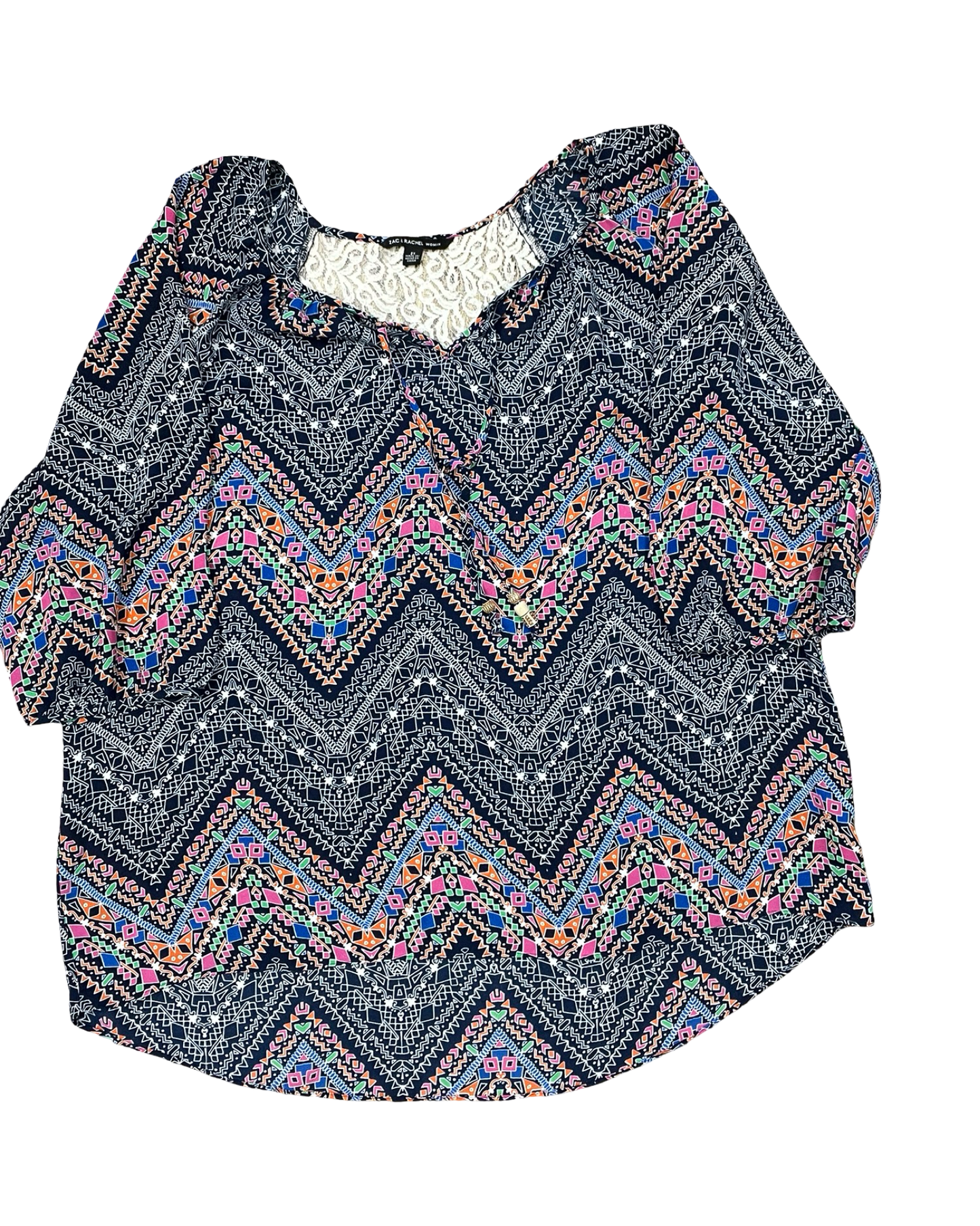 Top 3/4 Sleeve By Zac And Rachel In Multi, Size:2X