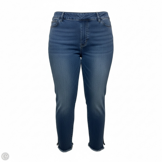 Elastic Waist Jeans Straight By John Mark In Blue Denim, Size: 1x/20W