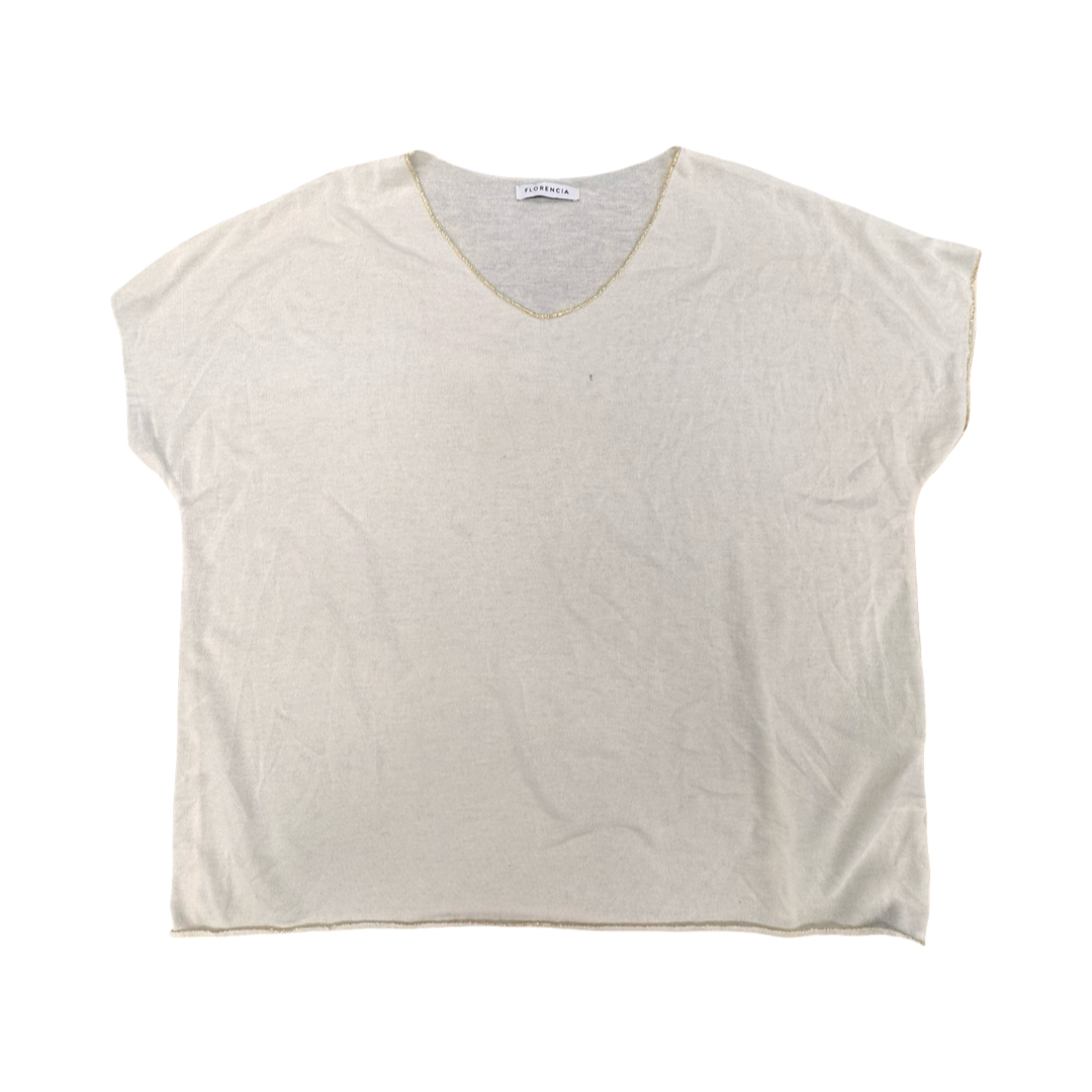 Top Ss By FLORENCIA In Cream, Size:Xl