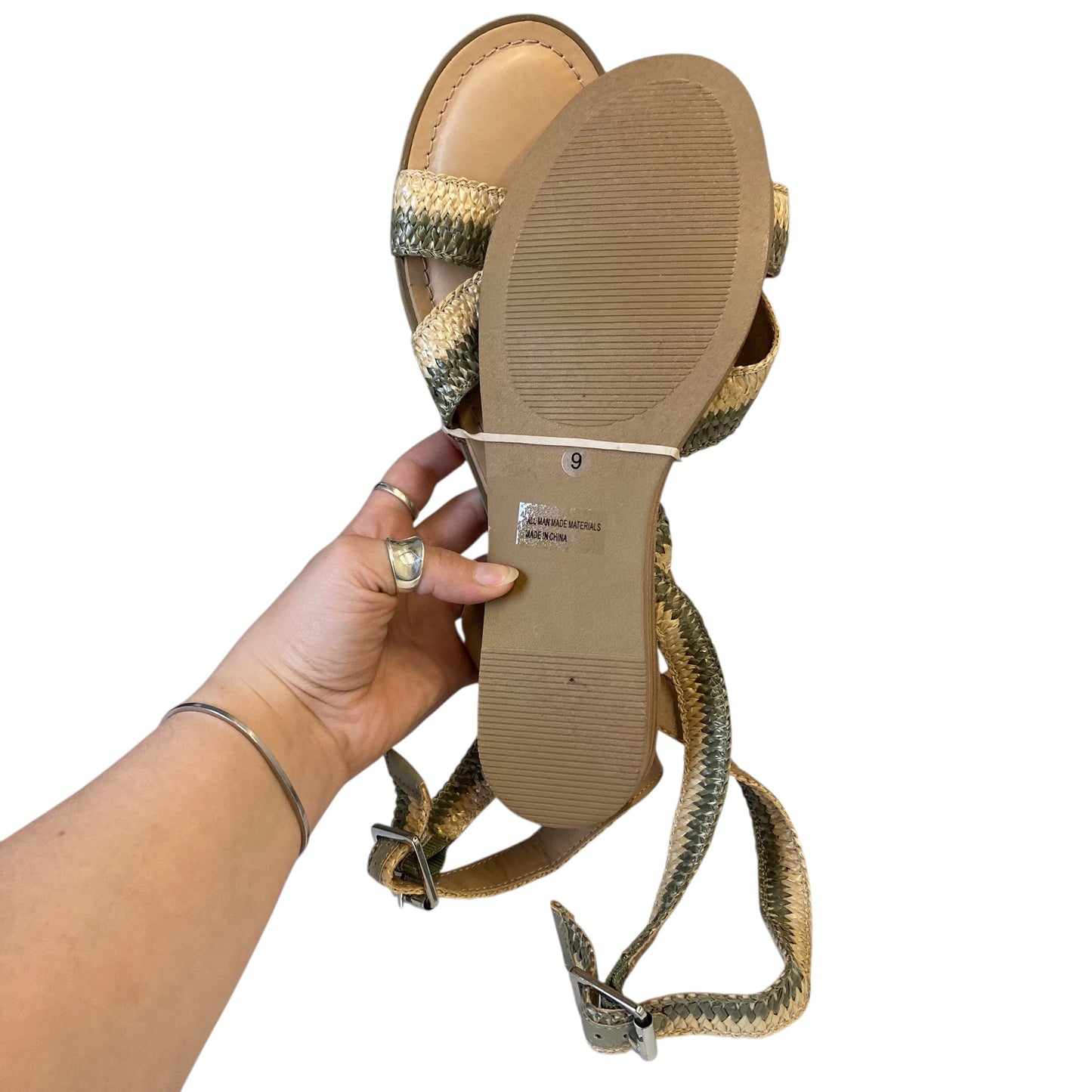 Sandals Flats By Dolce Vita In Green & Tan, Size:9