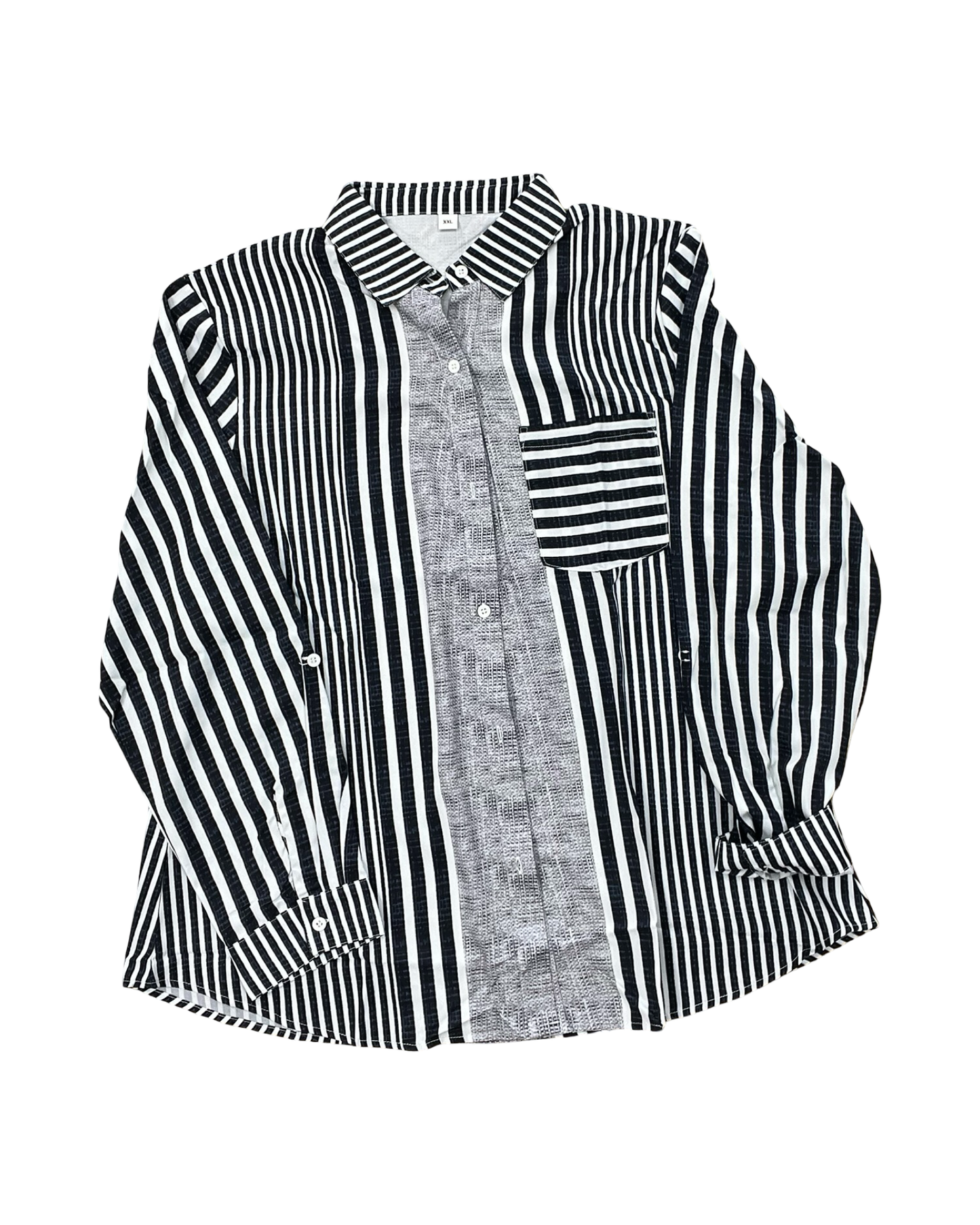 Blouse Ls By Clothes Mentor In Black & White, Size:1X