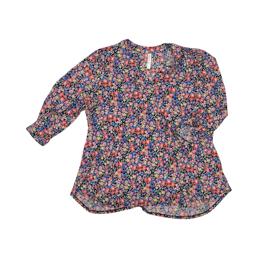 Blouse Ls By Dear Scarlett In Floral Print, Size:2X