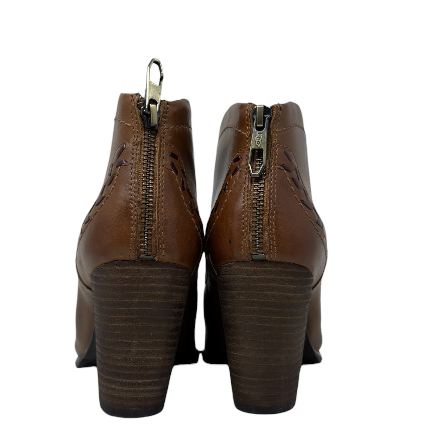 Charlotte Ankle Boots Designer By Ugg In Brown, Size: 10