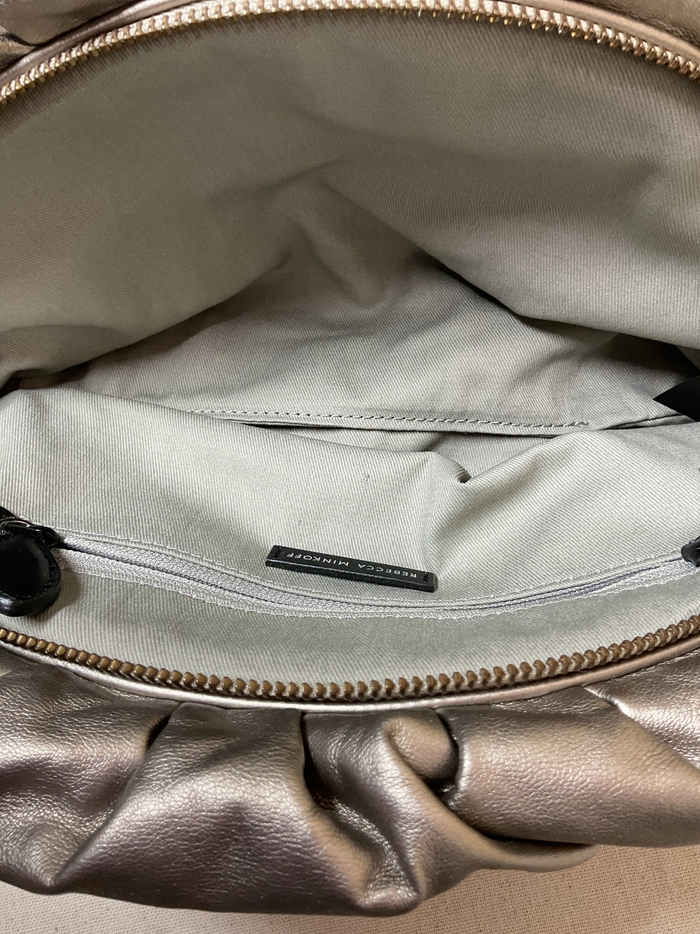 Clutch Designer By Rebecca Minkoff In Silver, Size:Medium