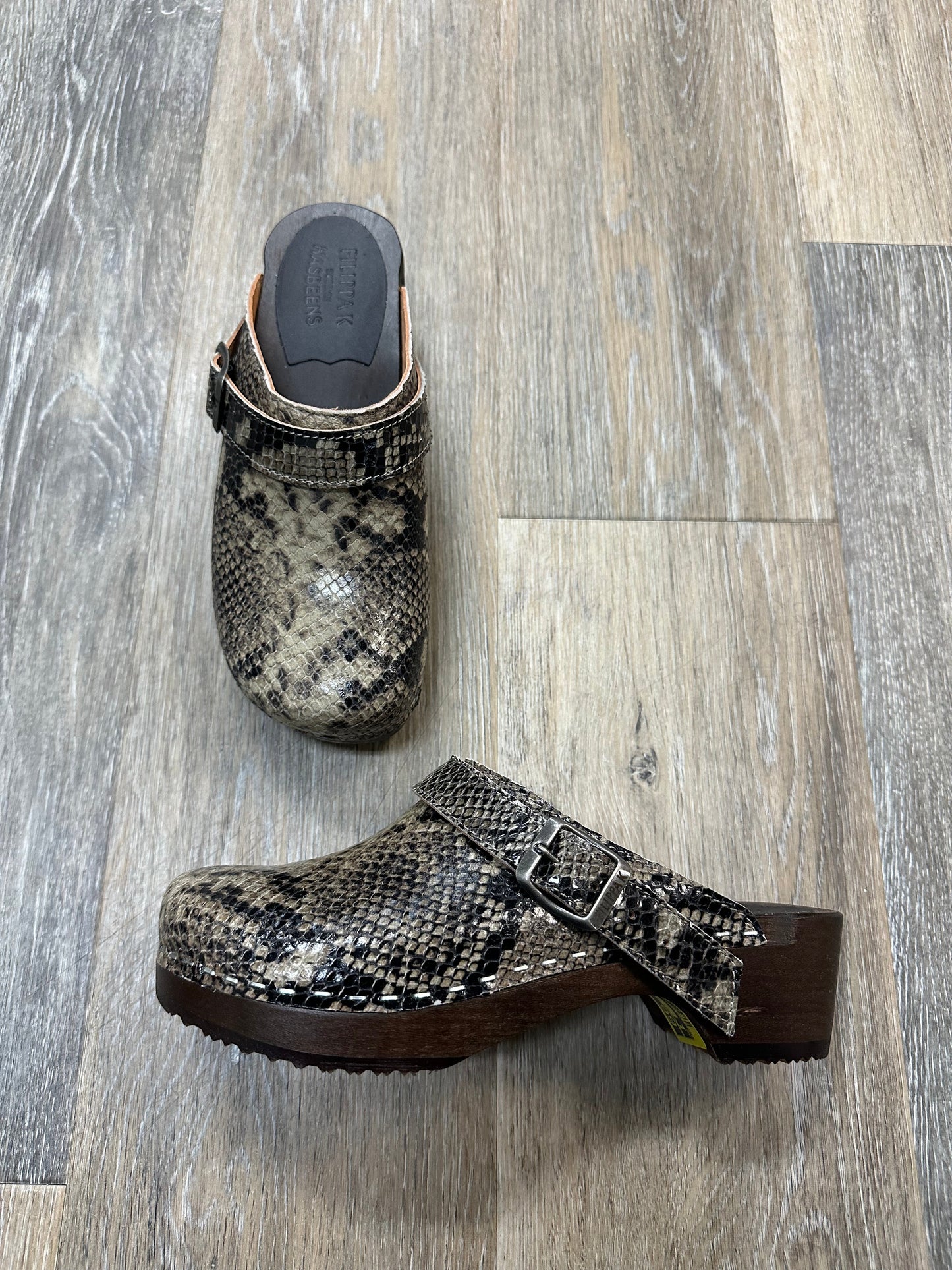 Shoes Heels Block By Hasbeens In Snakeskin Print, Size:6