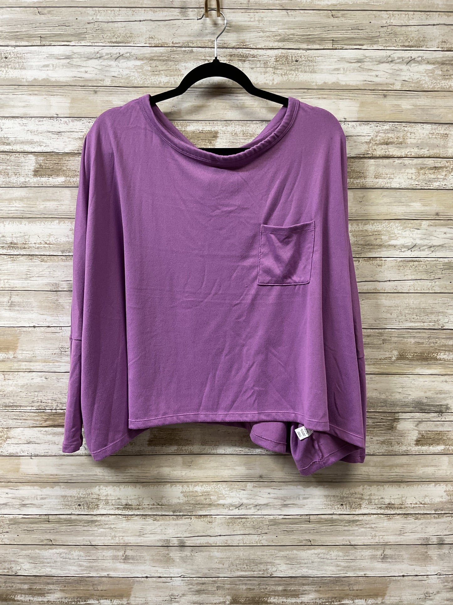 Top long sleeve By Zenana Outfitters In Purple, Size:L