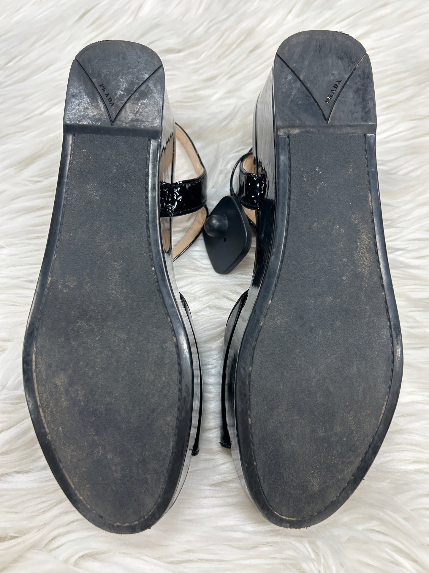 Shoes Luxury Designer By Prada In Black, Size:9