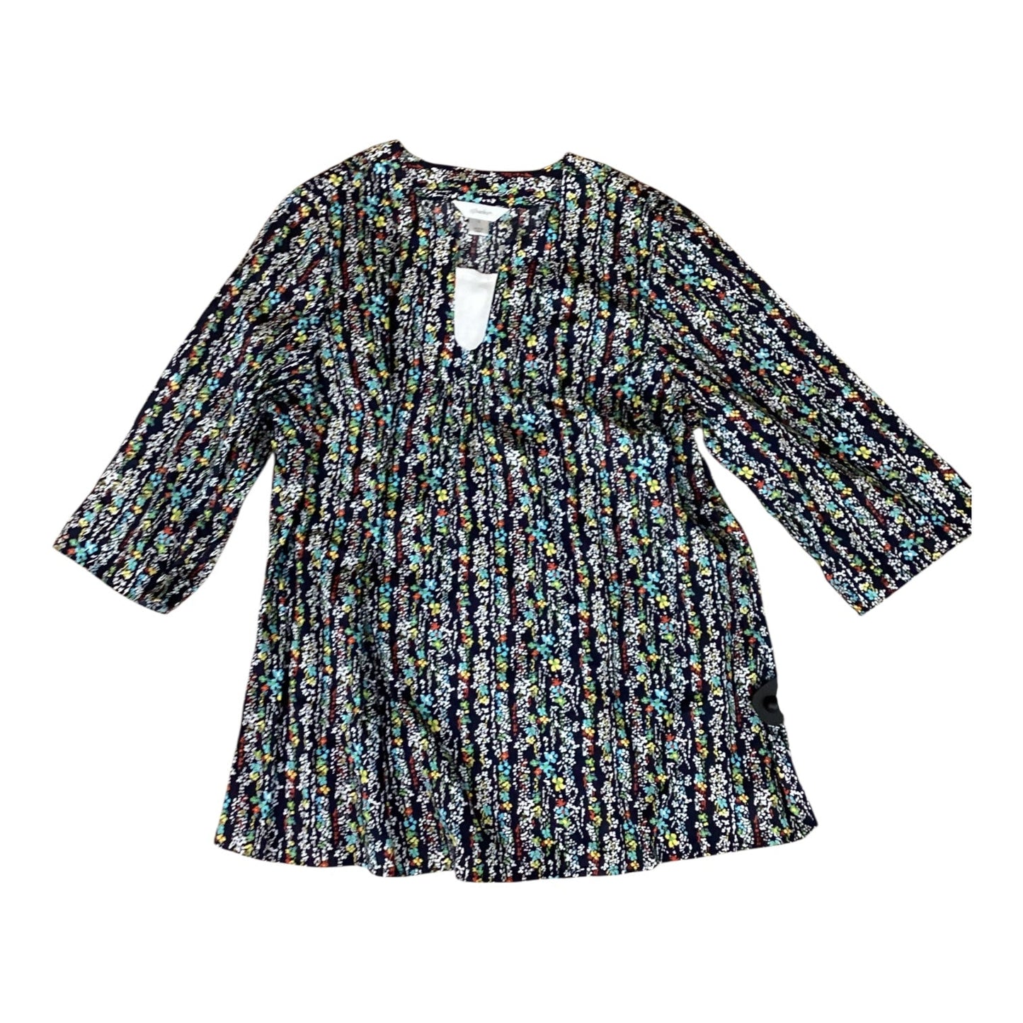 Top 3/4 Sleeve By Cj Banks In Navy, Size:1X